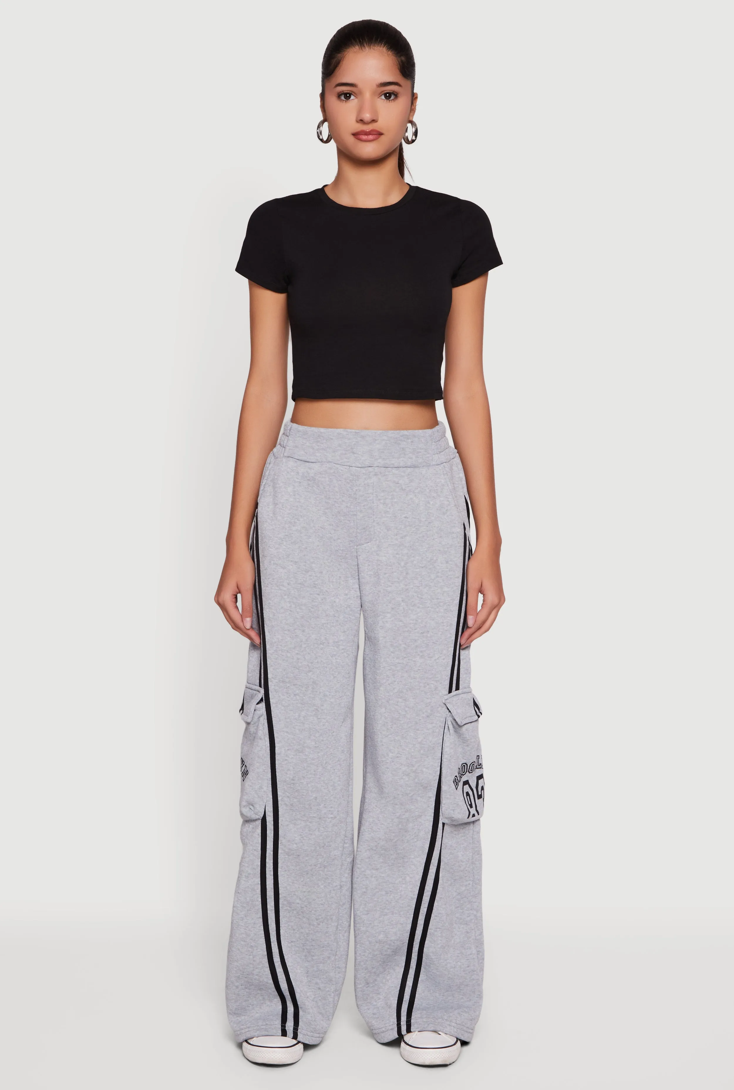 Brooklyn 83 Graphic Varsity Stripe Cargo Sweatpants sold by Rainbow product image thumbnail 2