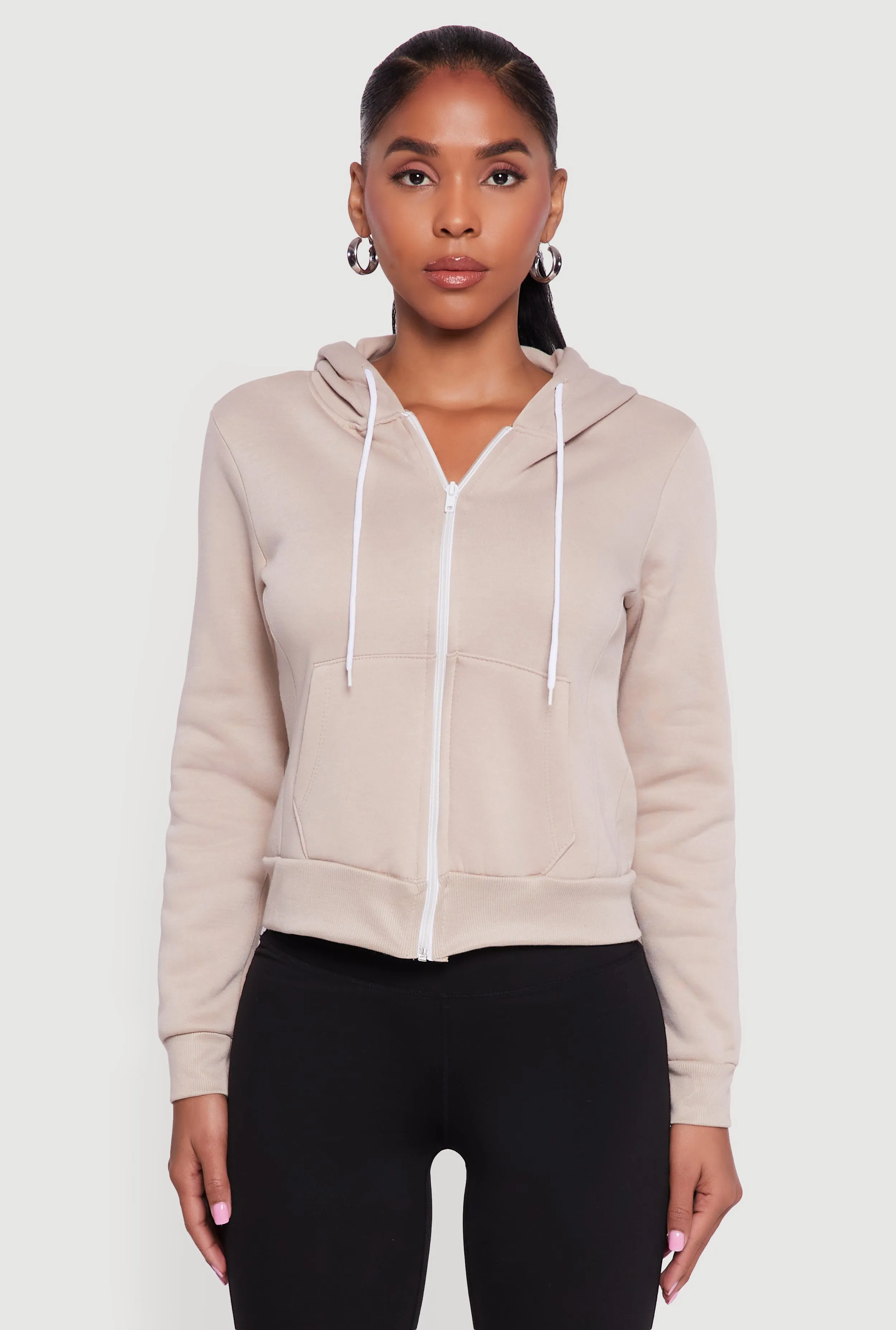 Contrast Zip Front Drawstring Hoodie sold by Rainbow product image thumbnail 2