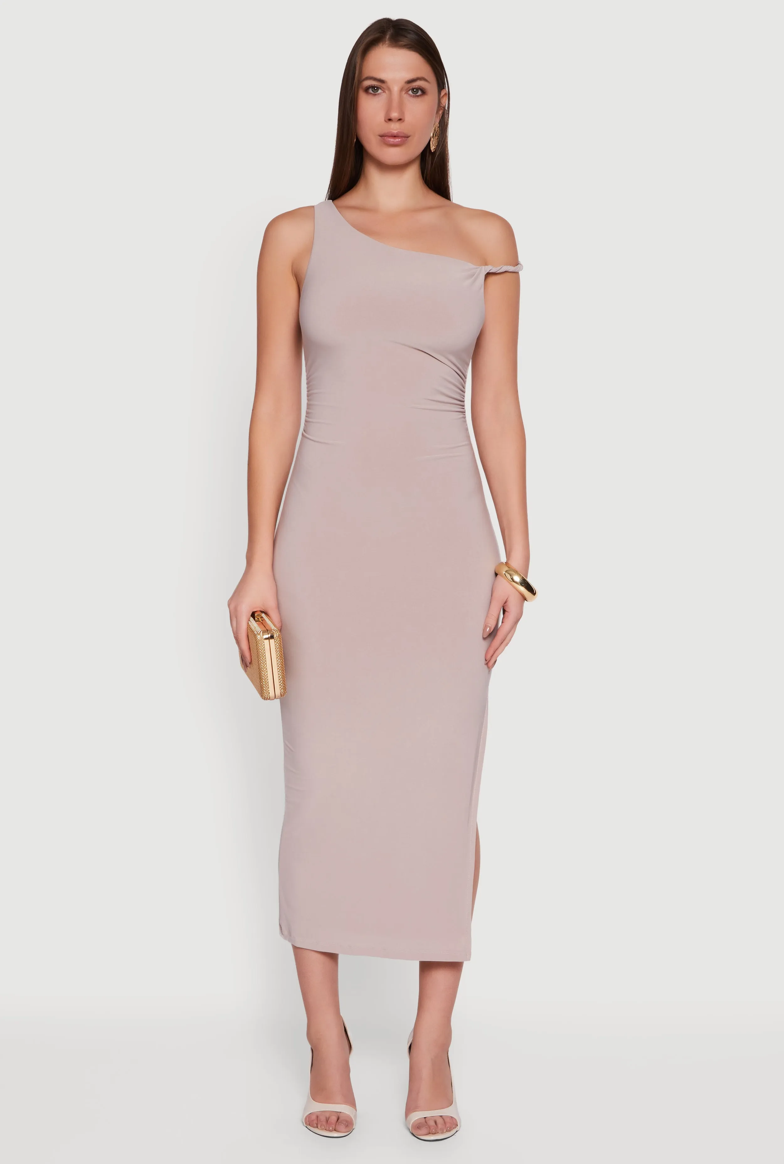 One Shoulder Sleeveless Side Slit Dress sold by Rainbow product image thumbnail 3