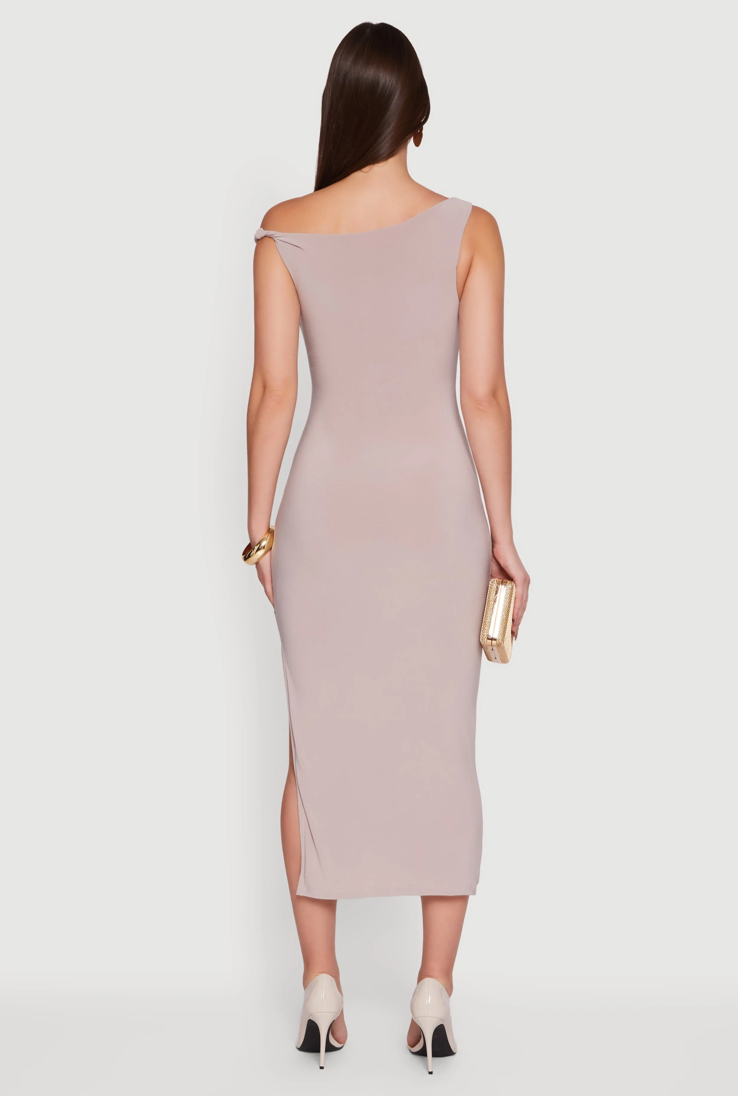 One Shoulder Sleeveless Side Slit Dress sold by Rainbow product image thumbnail 5