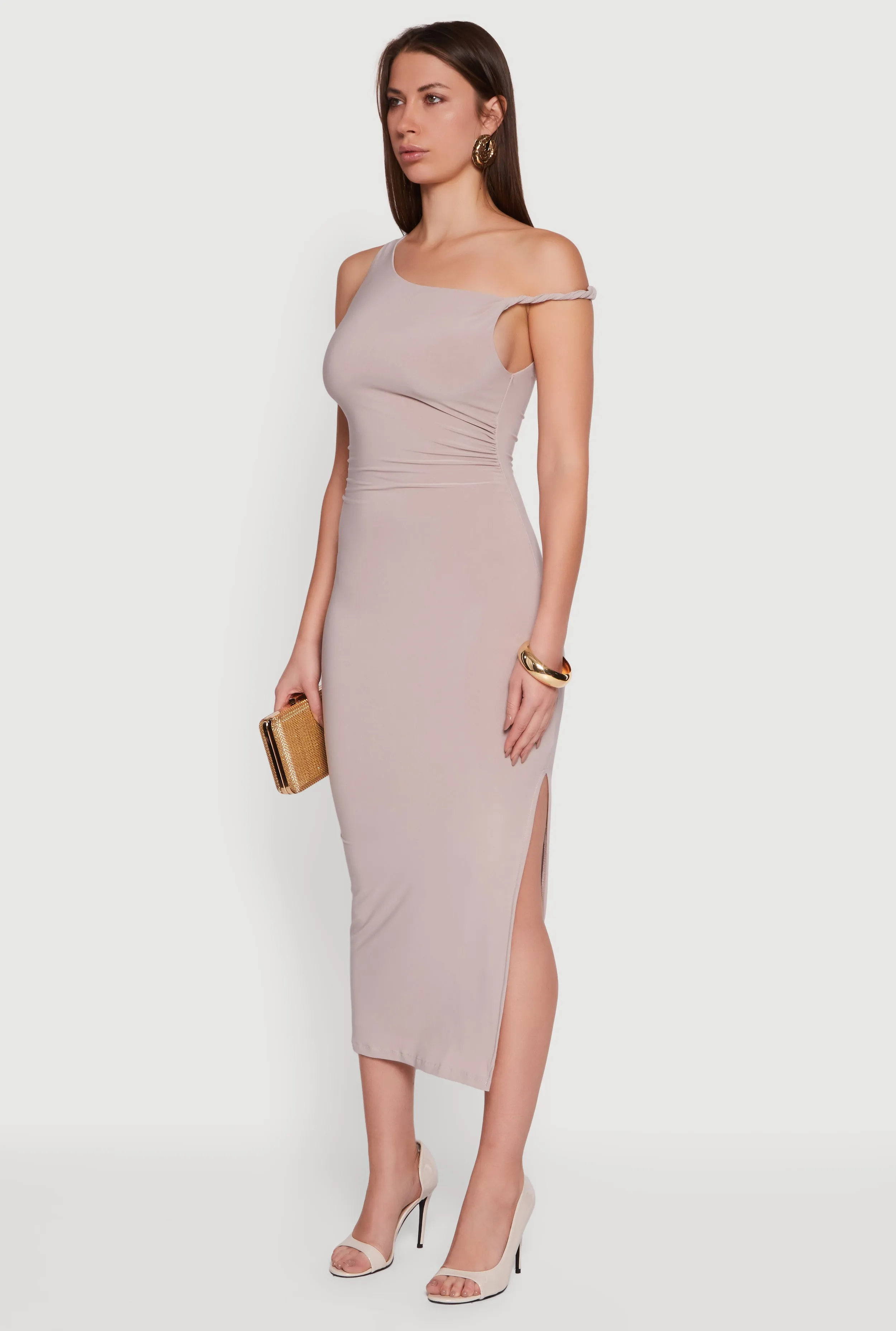 One Shoulder Sleeveless Side Slit Dress sold by Rainbow product image thumbnail 2