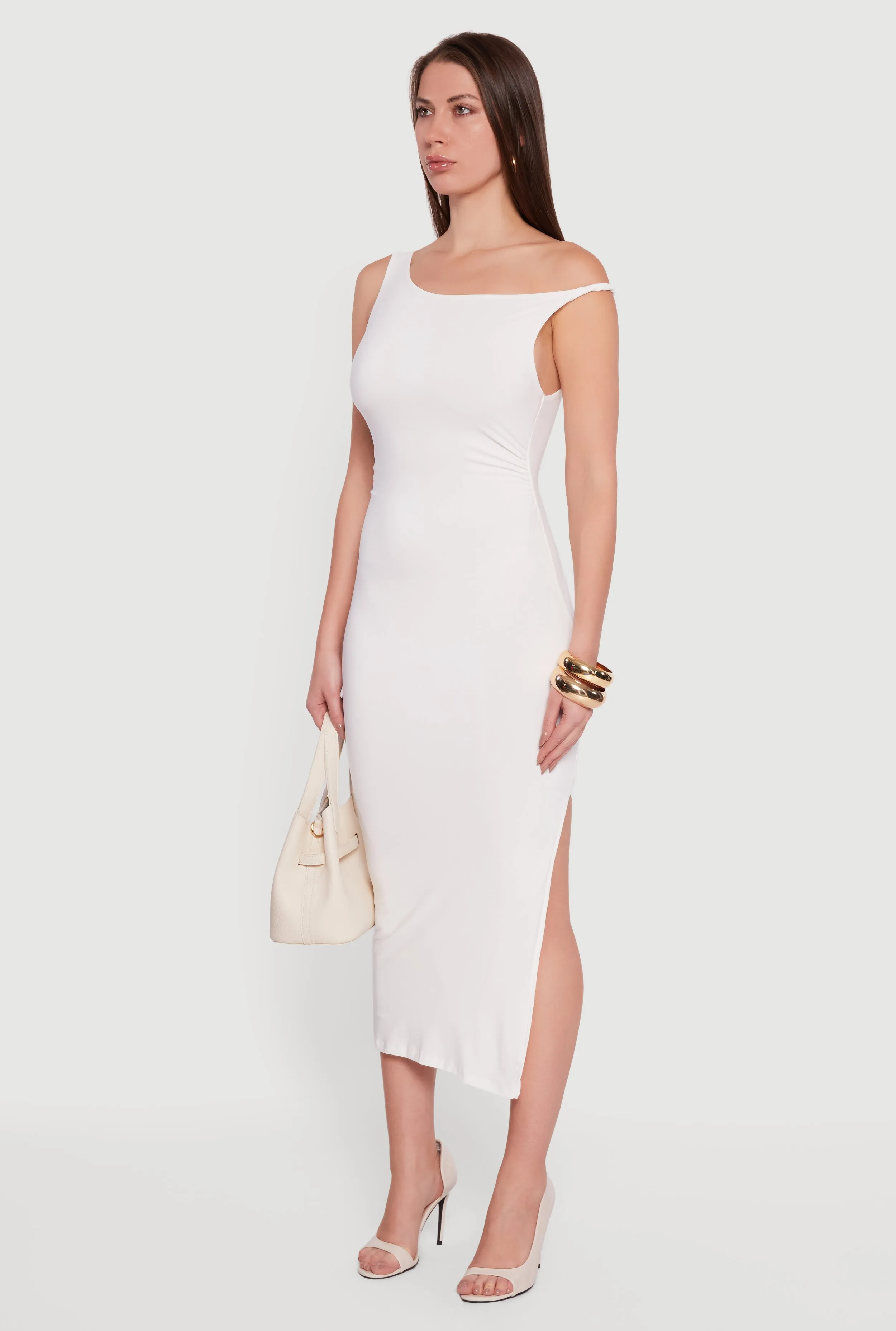One Shoulder Sleeveless Side Slit Dress sold by Rainbow product image thumbnail 3