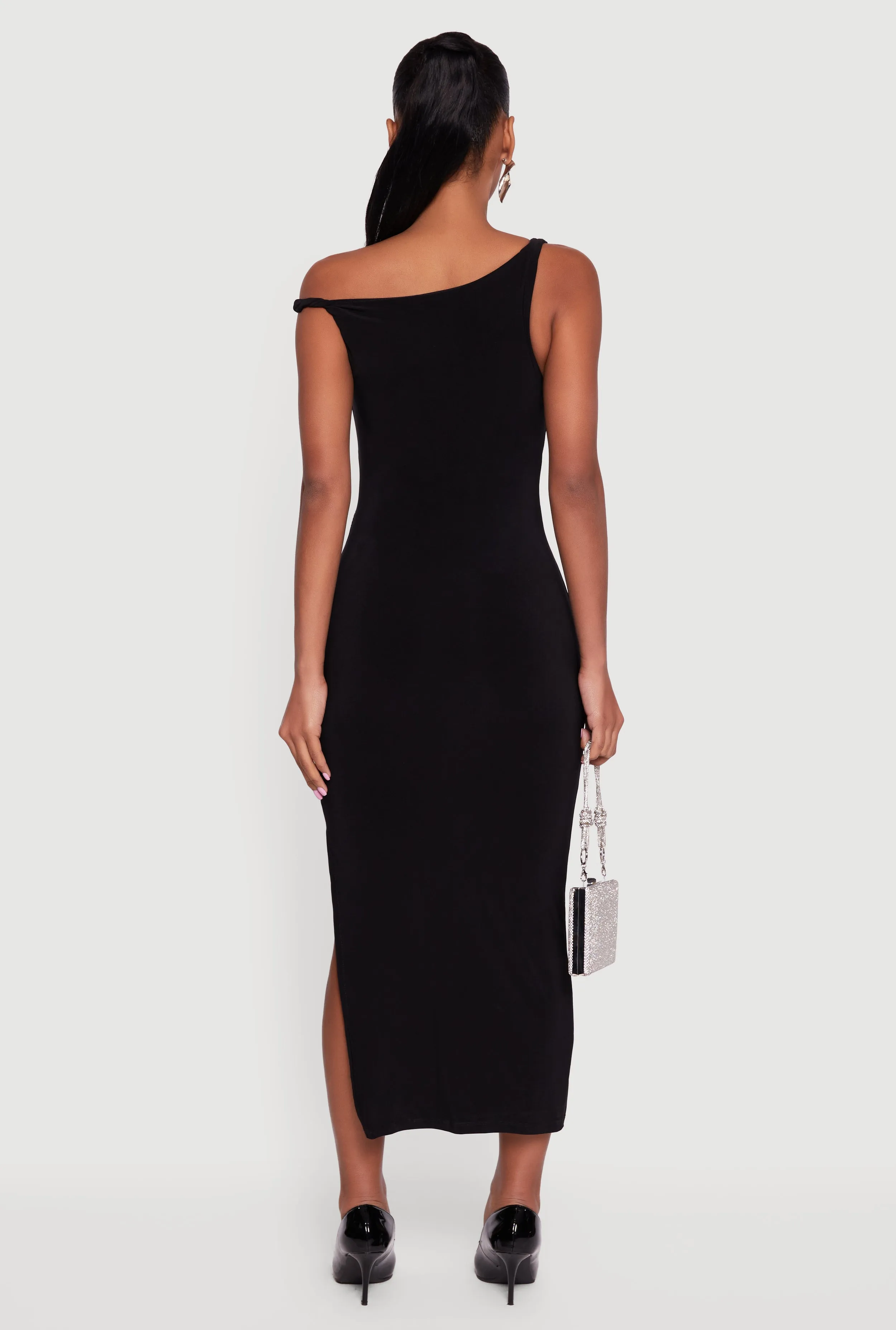 One Shoulder Sleeveless Side Slit Dress sold by Rainbow product image thumbnail 5