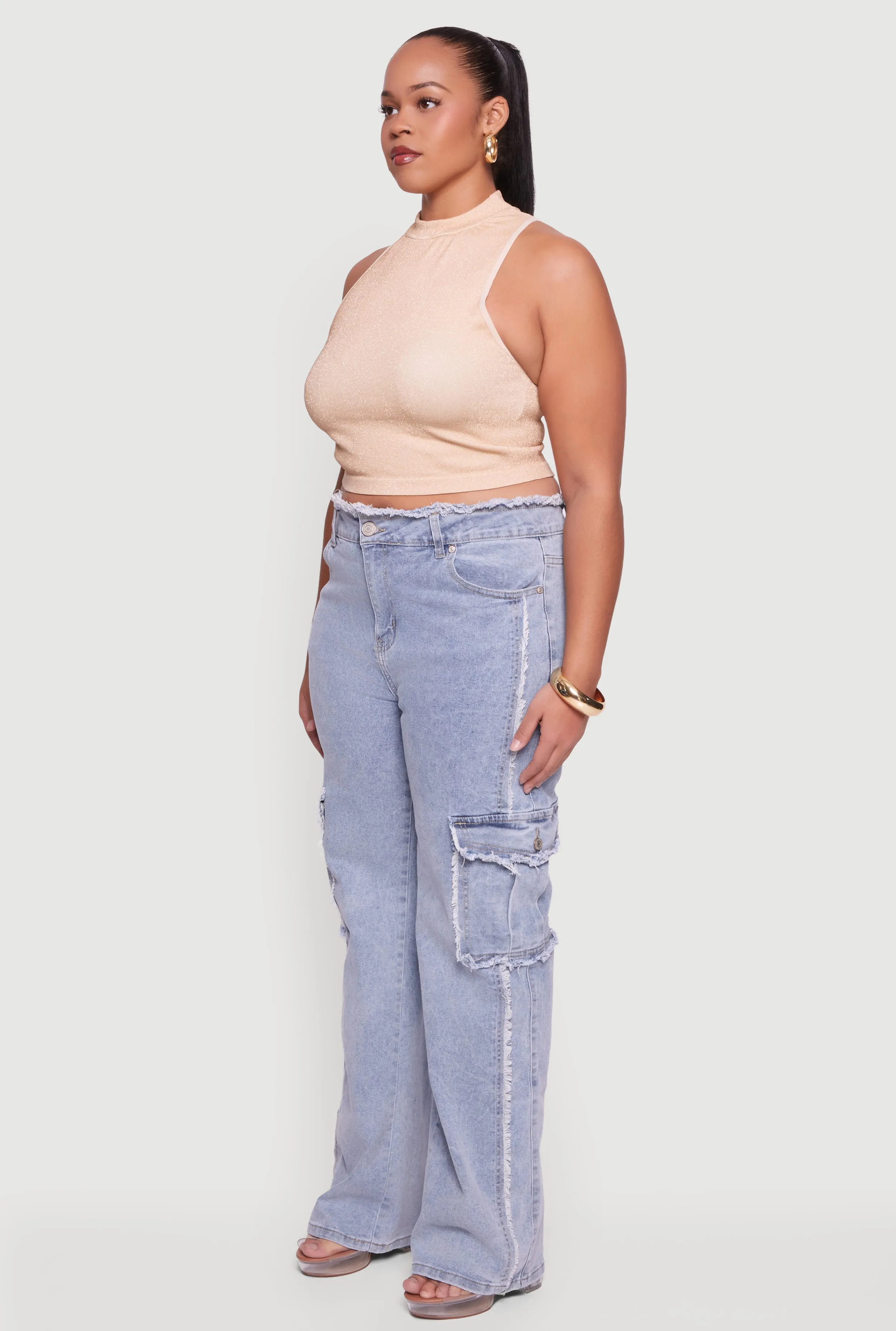 Plus Size Sleeveless Lurex Mock Neck Tank Top sold by Rainbow product image thumbnail 5