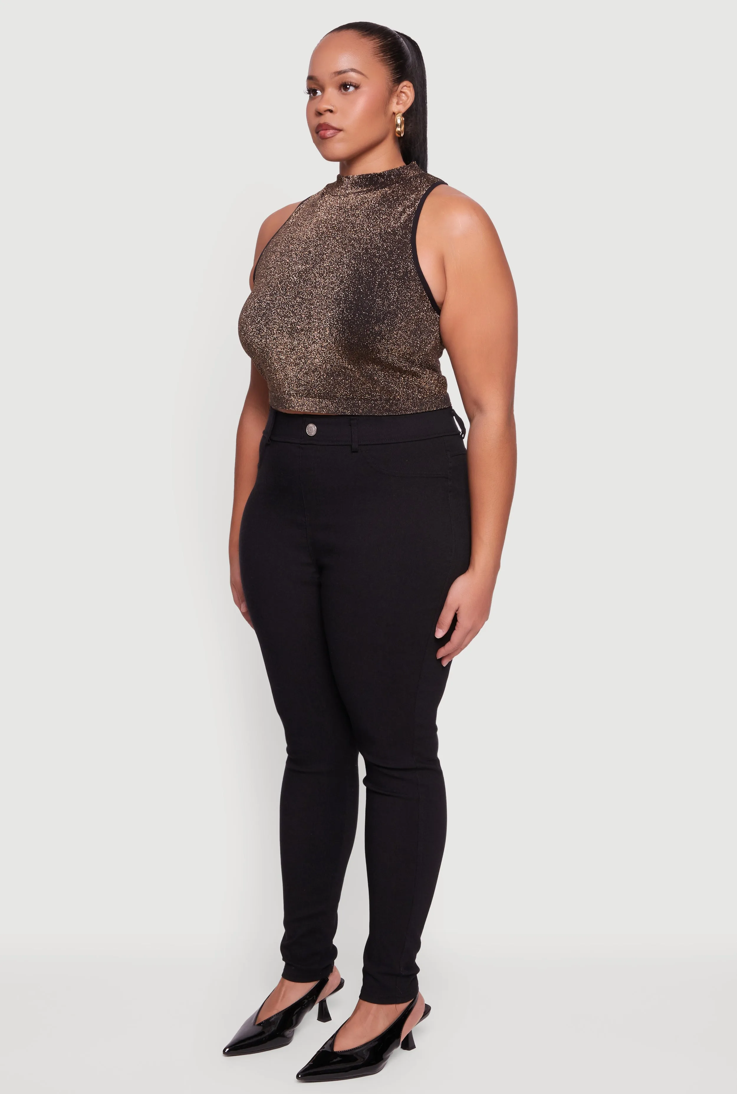 Plus Size Sleeveless Lurex Mock Neck Tank Top sold by Rainbow product image thumbnail 5