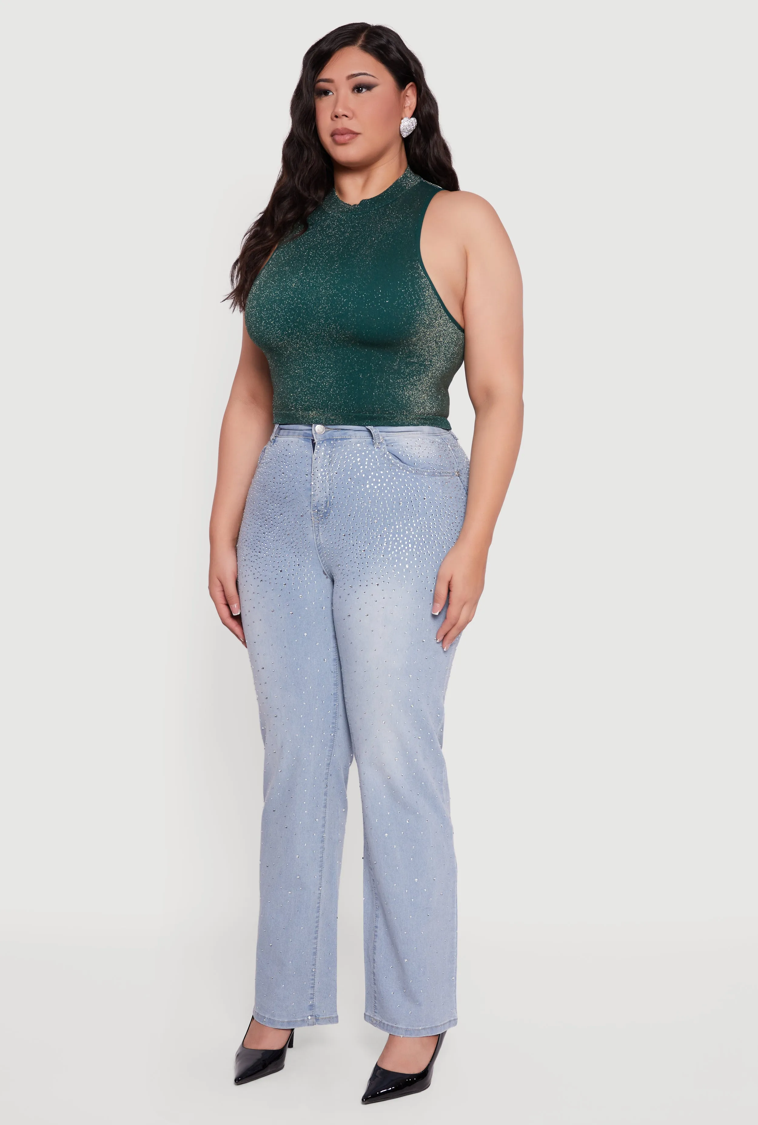 Plus Size Sleeveless Lurex Mock Neck Tank Top sold by Rainbow product image thumbnail 5