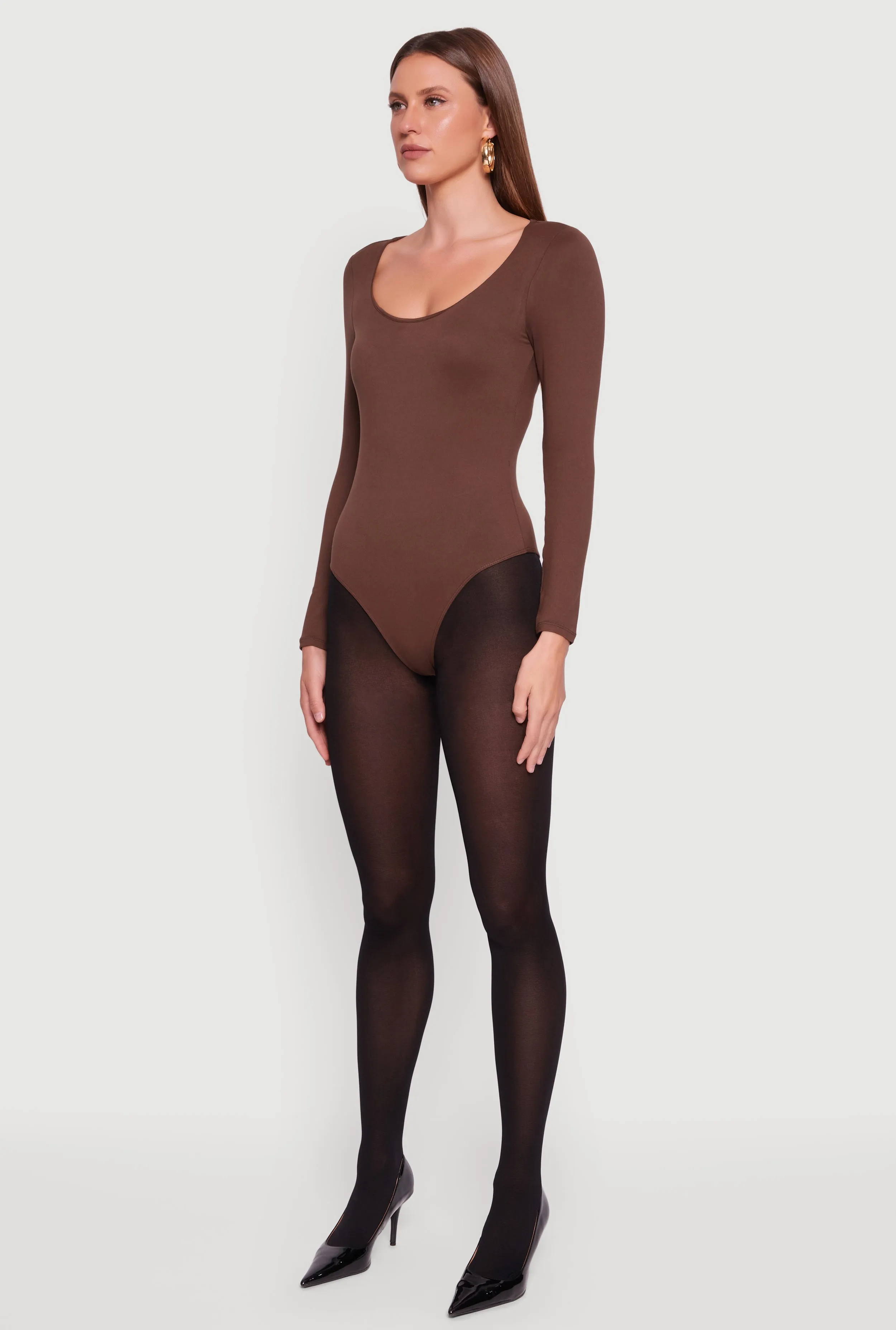 Doubled Brushed Knit Long Sleeve Scoop Neck Bodysuit sold by Rainbow product image thumbnail 5