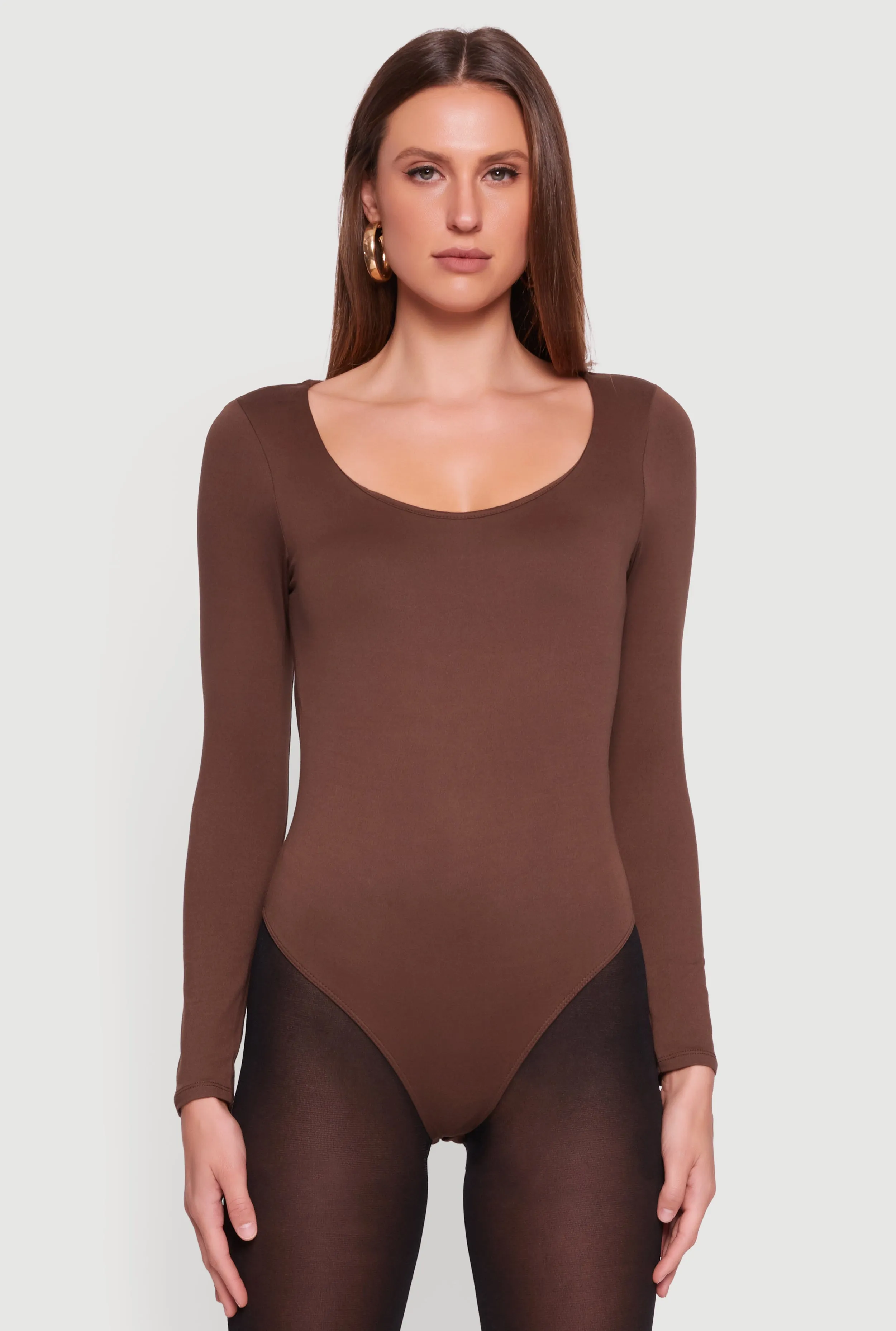 Doubled Brushed Knit Long Sleeve Scoop Neck Bodysuit sold by Rainbow product image thumbnail 2