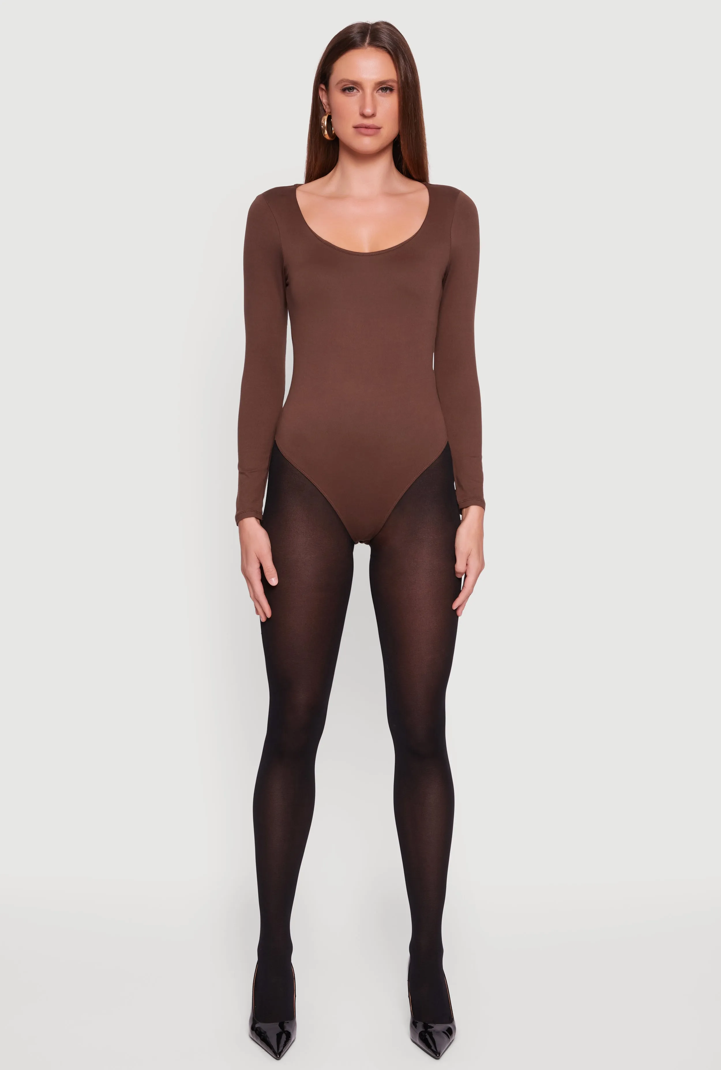 Doubled Brushed Knit Long Sleeve Scoop Neck Bodysuit sold by Rainbow product image thumbnail 3