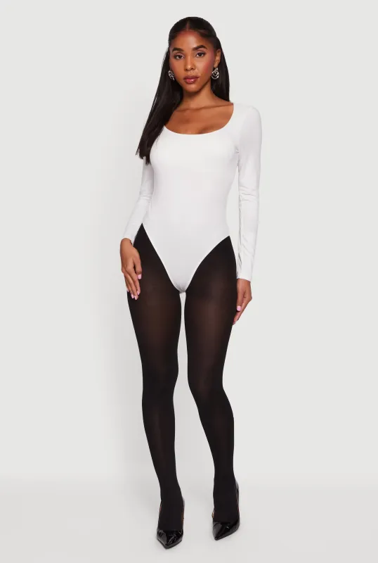 Doubled Brushed Knit Long Sleeve Scoop Neck Bodysuit sold by Rainbow