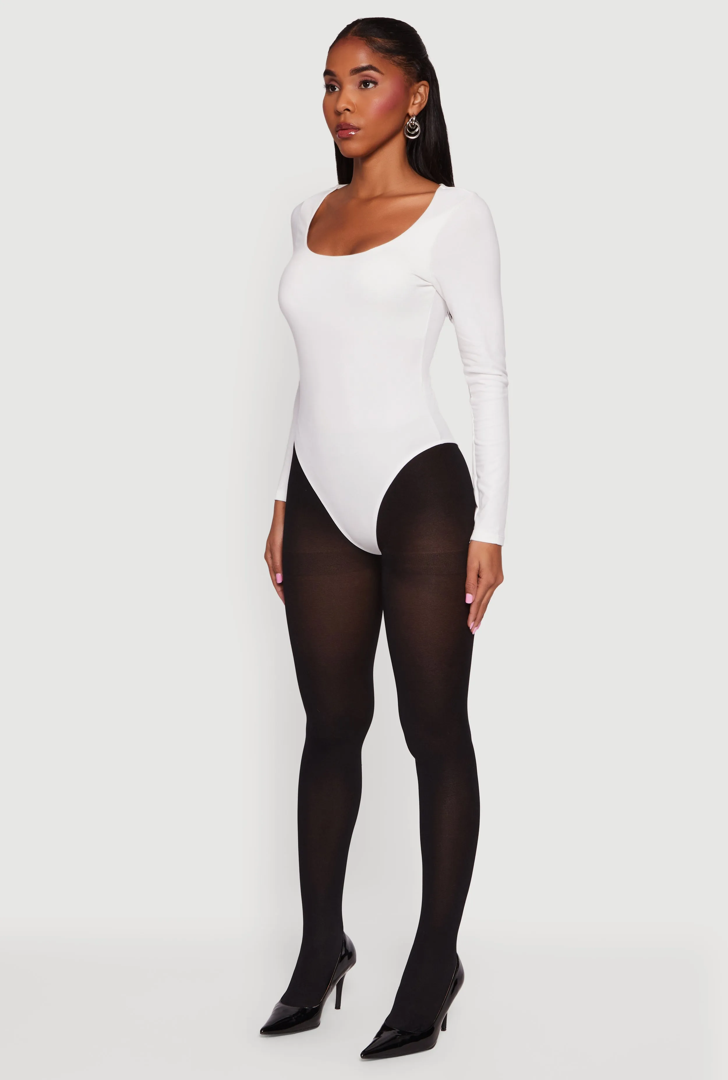 Doubled Brushed Knit Long Sleeve Scoop Neck Bodysuit sold by Rainbow product image thumbnail 5