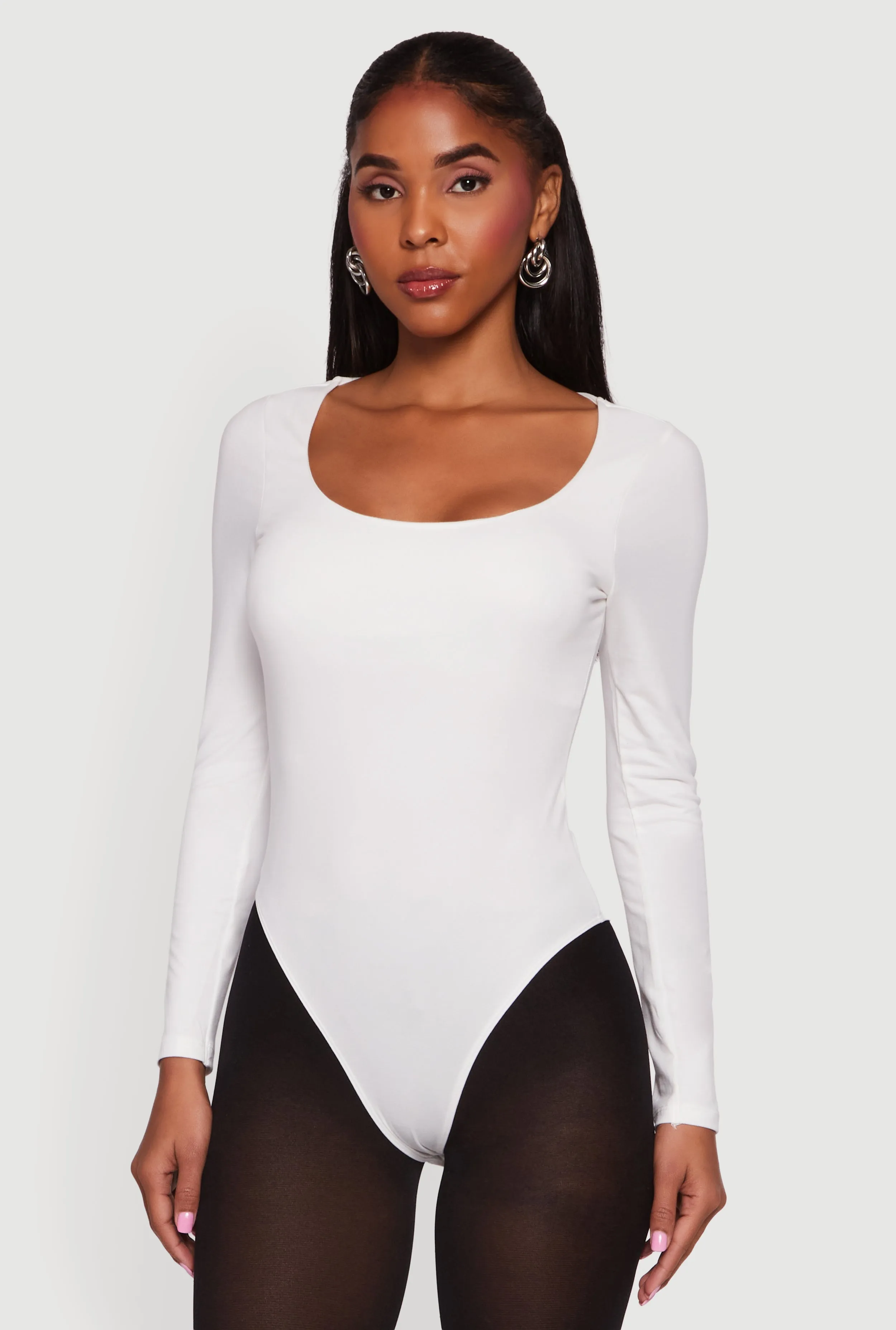 Doubled Brushed Knit Long Sleeve Scoop Neck Bodysuit sold by Rainbow product image thumbnail 2