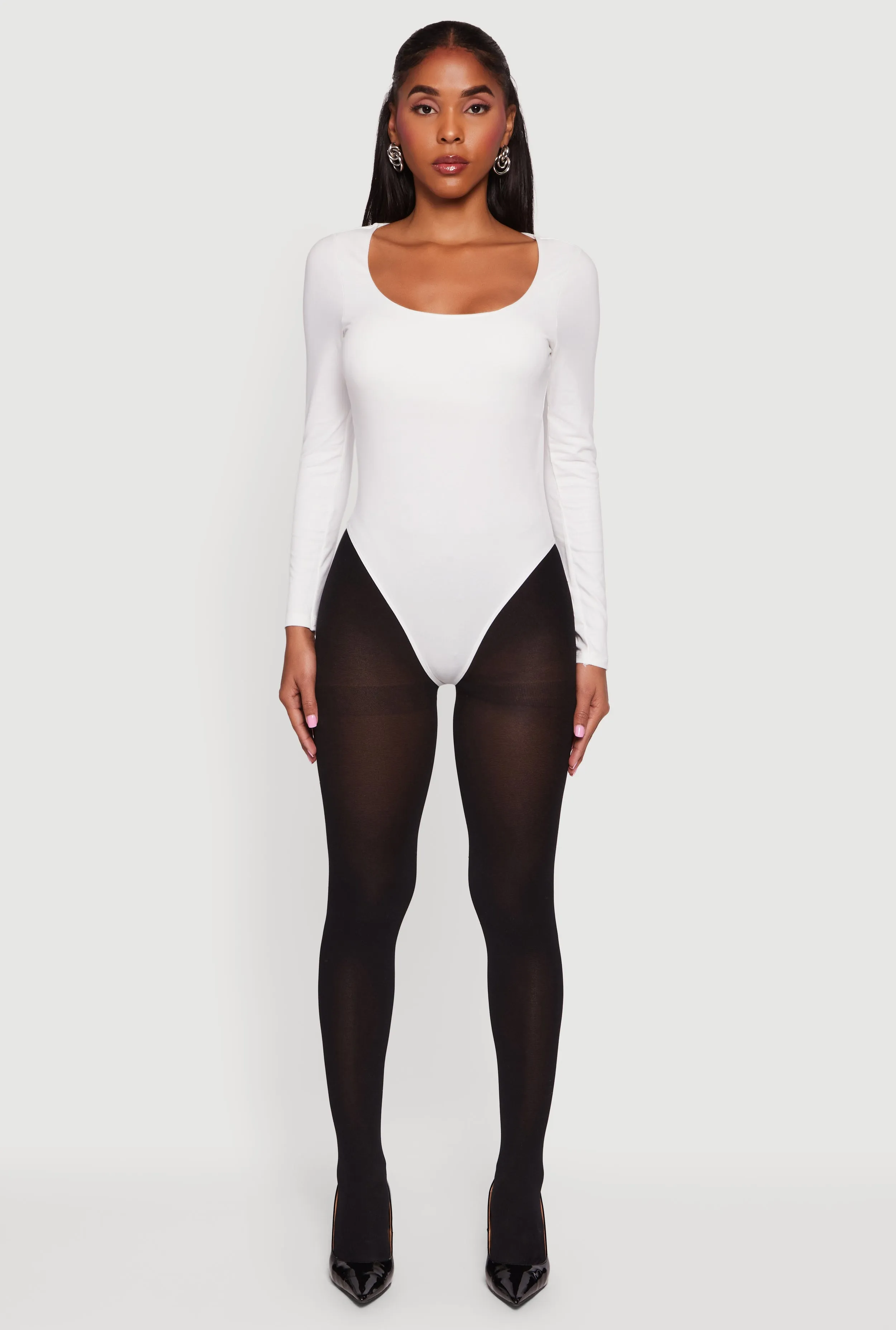 Doubled Brushed Knit Long Sleeve Scoop Neck Bodysuit sold by Rainbow product image thumbnail 3