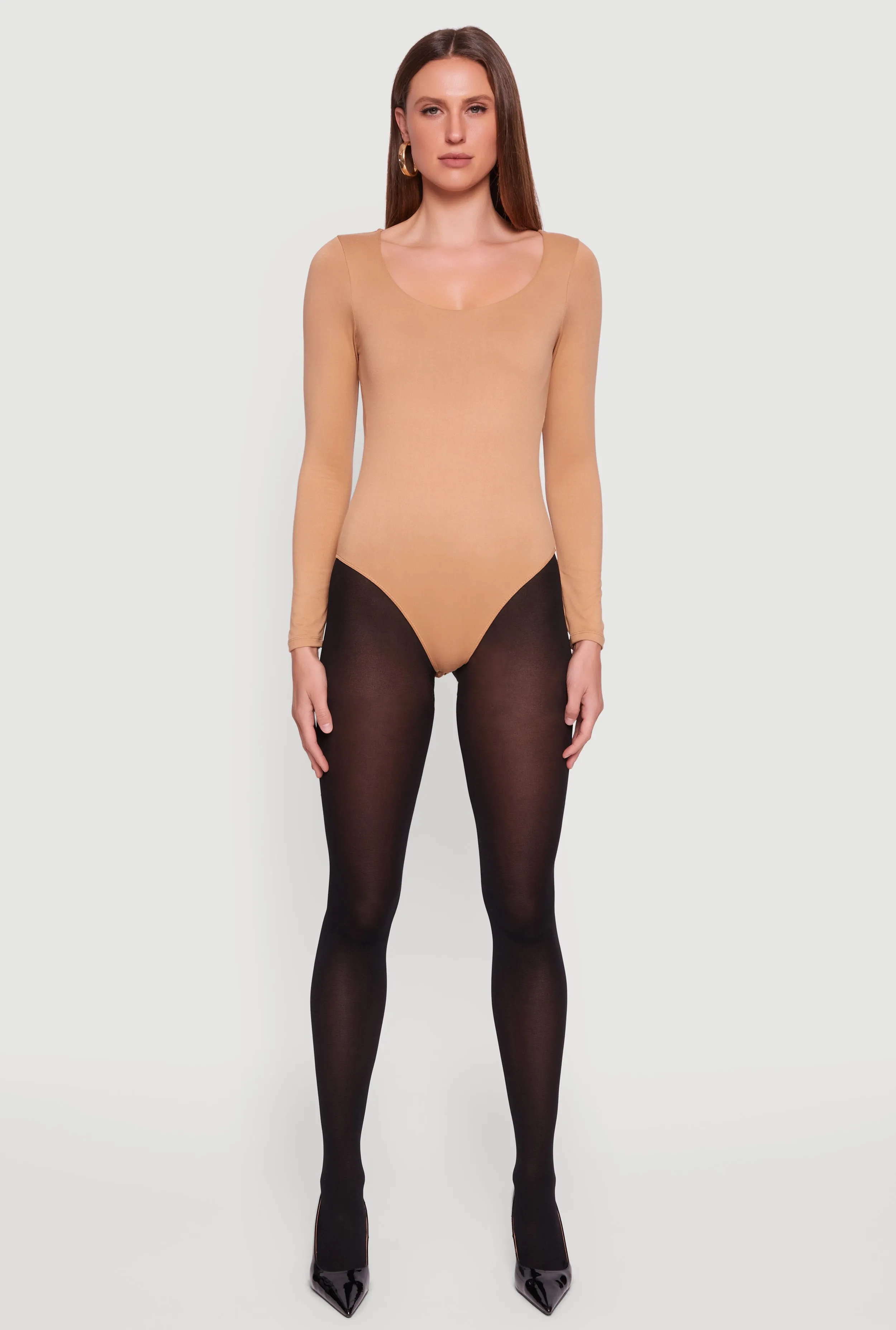 Doubled Brushed Knit Long Sleeve Scoop Neck Bodysuit sold by Rainbow product image thumbnail 3