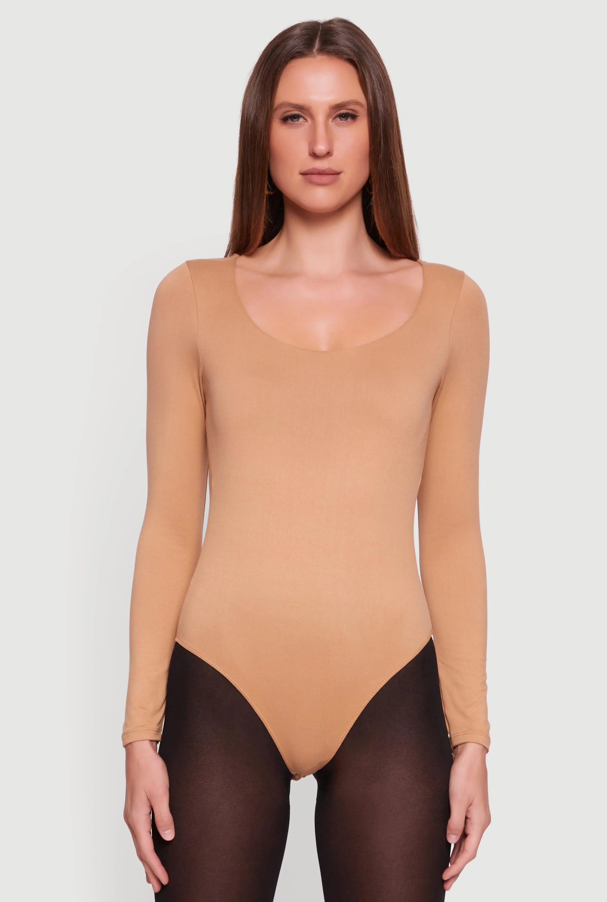 Doubled Brushed Knit Long Sleeve Scoop Neck Bodysuit sold by Rainbow product image thumbnail 2
