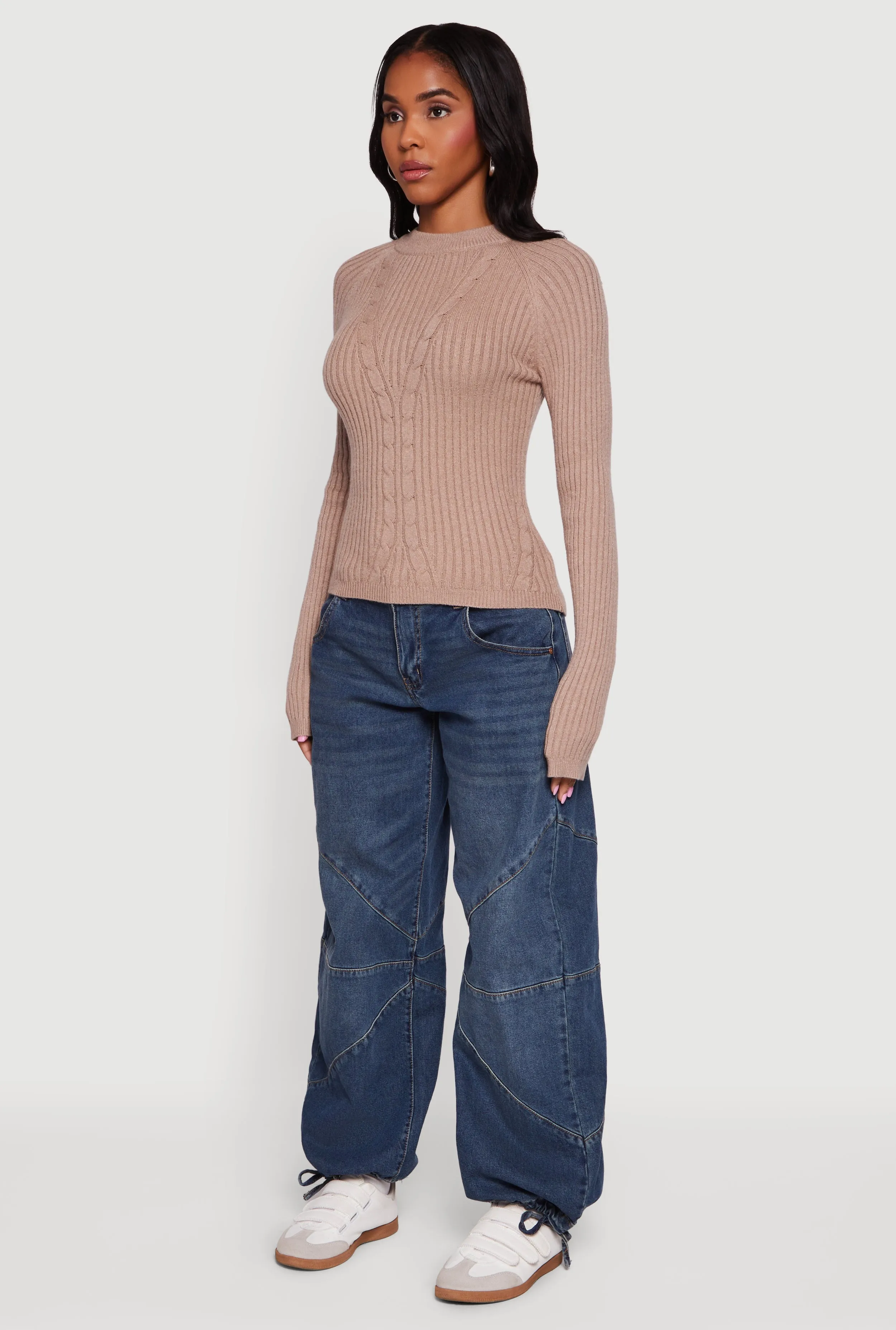 Cable Knit Long Sleeve Crew Neck Pullover Sweater sold by Rainbow product image thumbnail 5