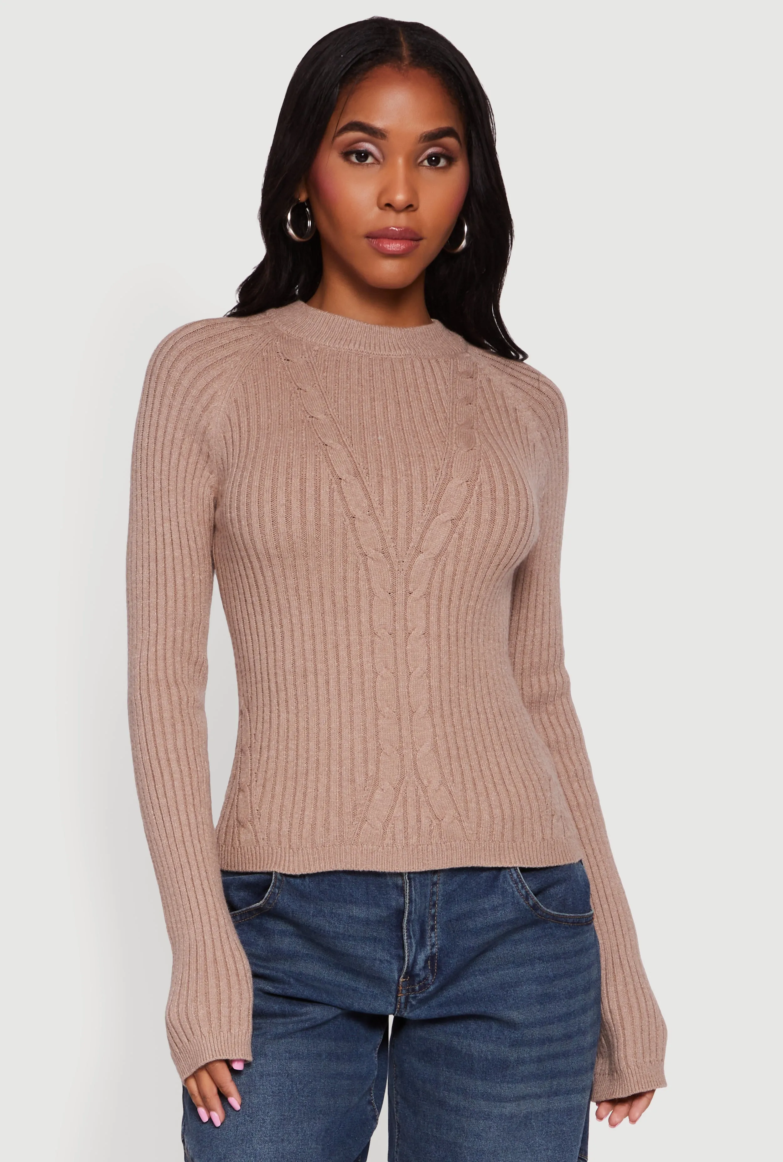 Cable Knit Long Sleeve Crew Neck Pullover Sweater sold by Rainbow product image thumbnail 2