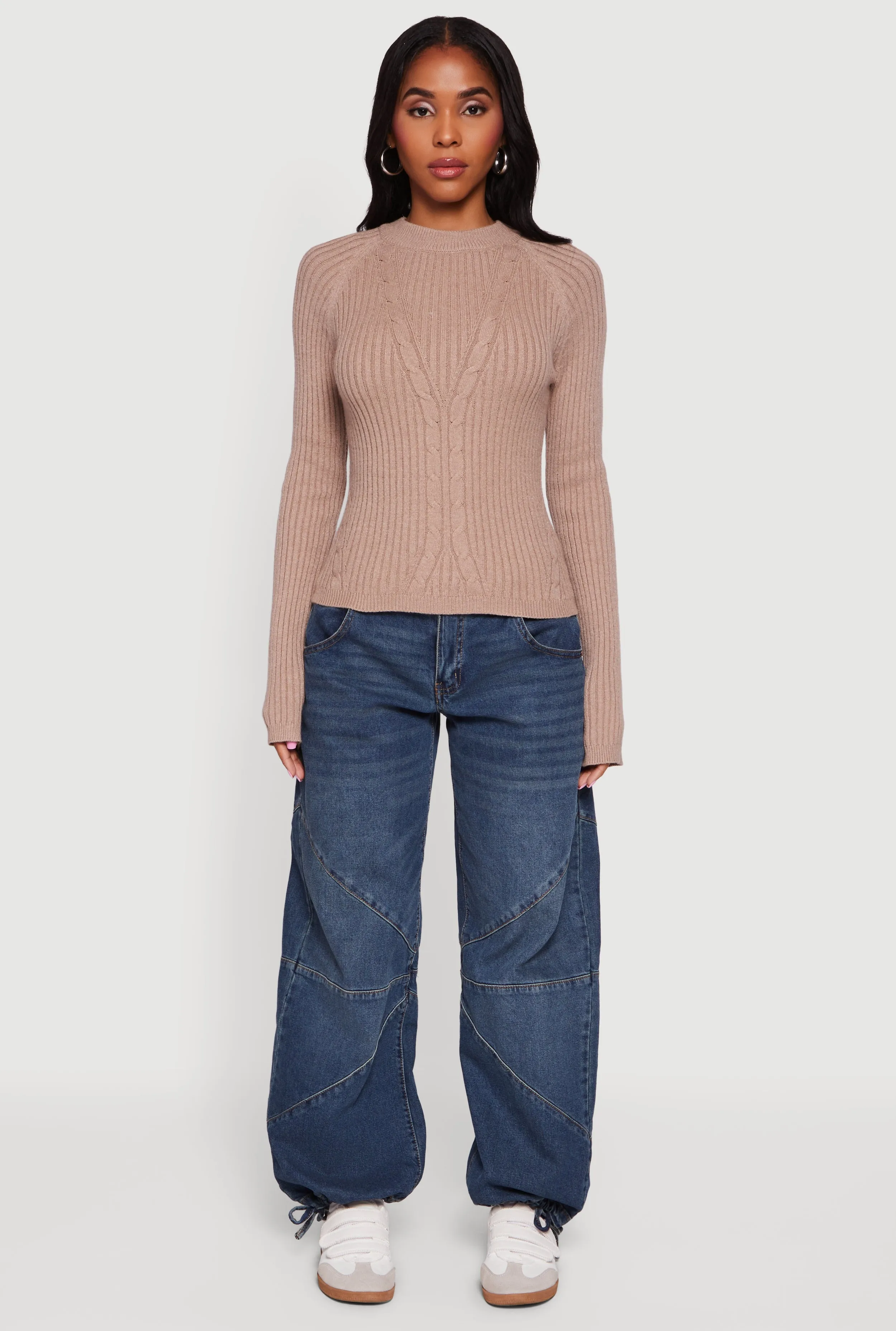 Cable Knit Long Sleeve Crew Neck Pullover Sweater sold by Rainbow product image thumbnail 3