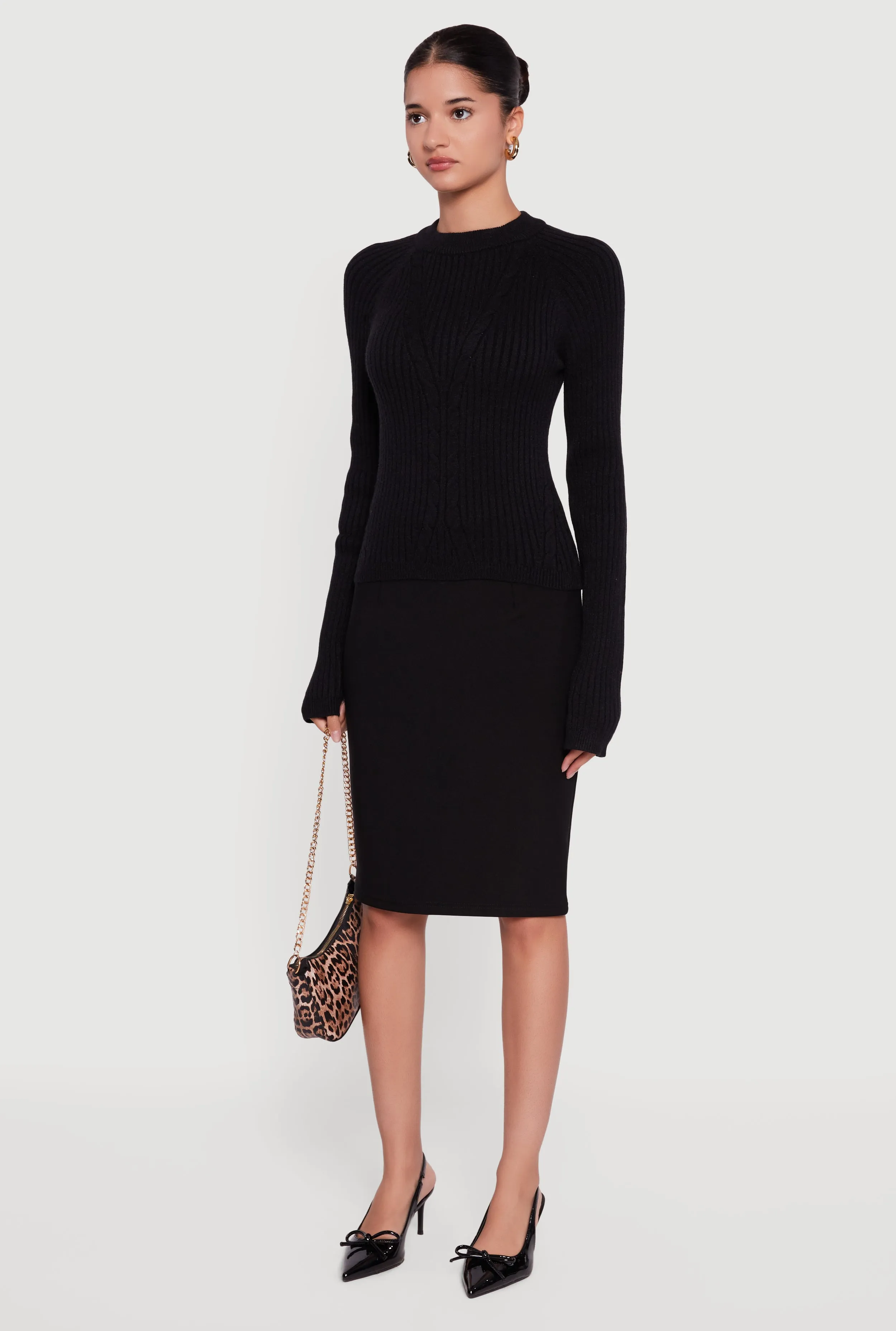 Cable Knit Long Sleeve Crew Neck Pullover Sweater sold by Rainbow product image thumbnail 5