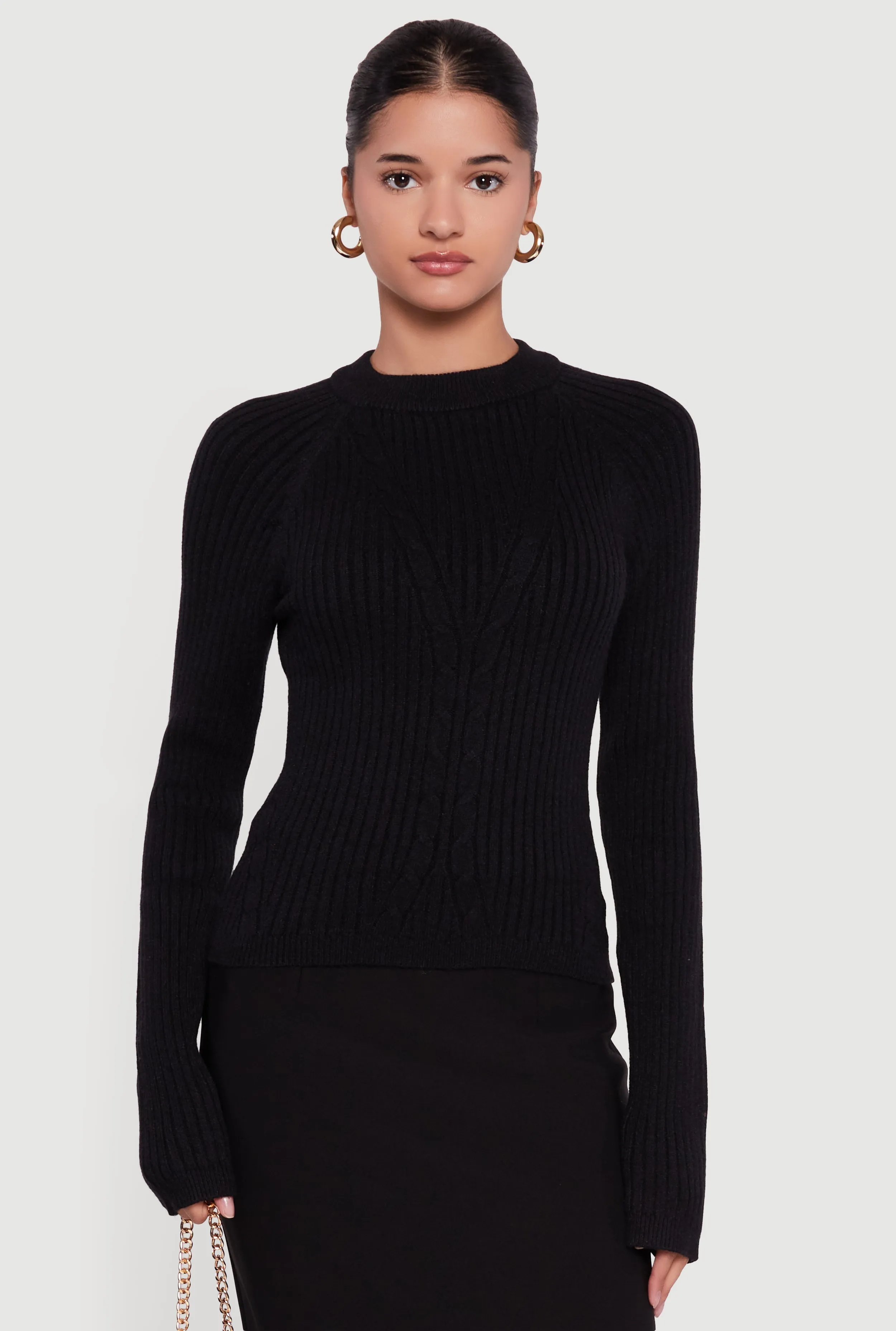 Cable Knit Long Sleeve Crew Neck Pullover Sweater sold by Rainbow product image thumbnail 2