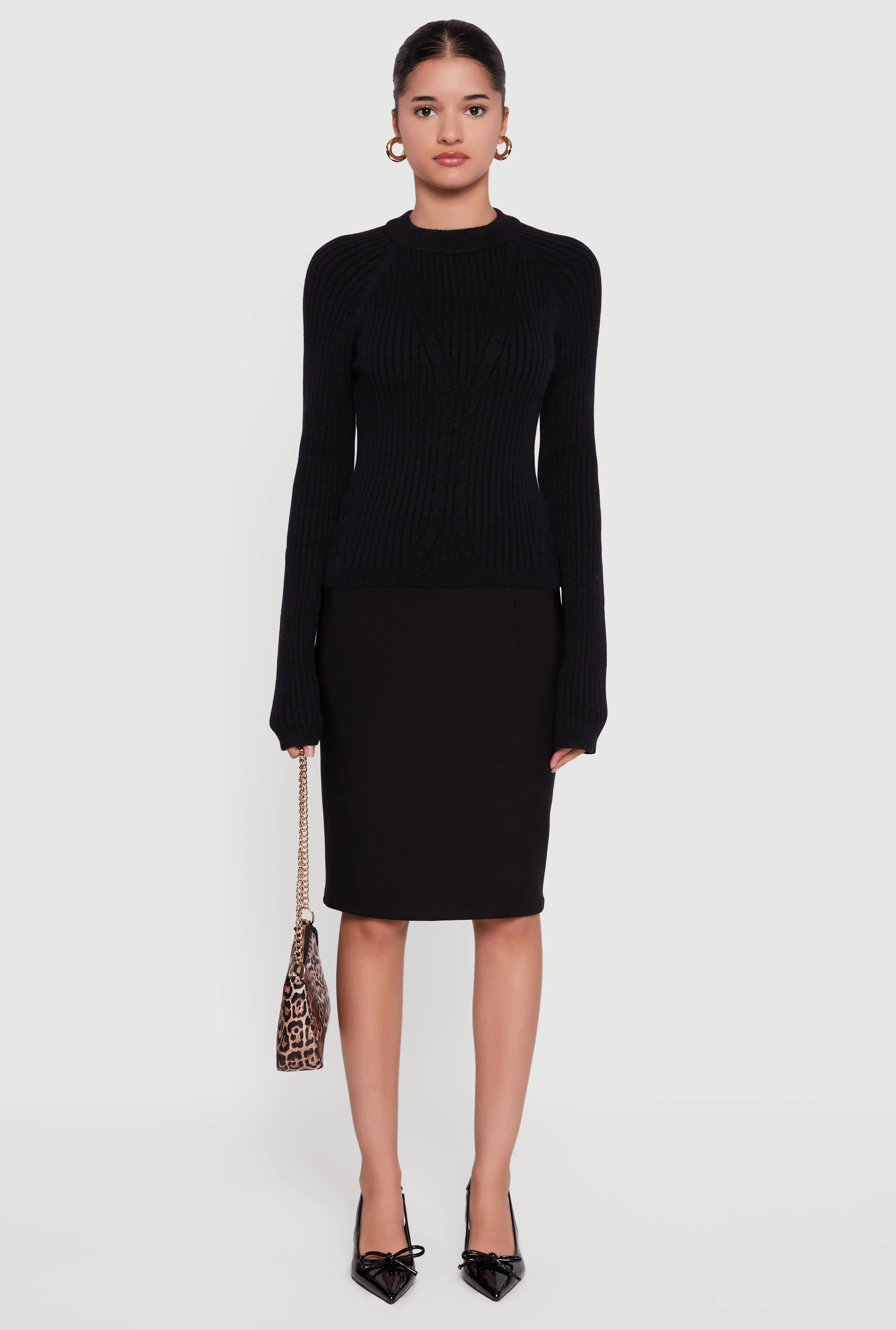 Cable Knit Long Sleeve Crew Neck Pullover Sweater sold by Rainbow product image thumbnail 3