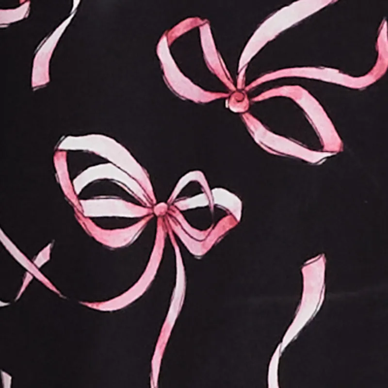 Satin Bow Print Long Sleeve Button Front Shirt sold by Rainbow product image thumbnail 4