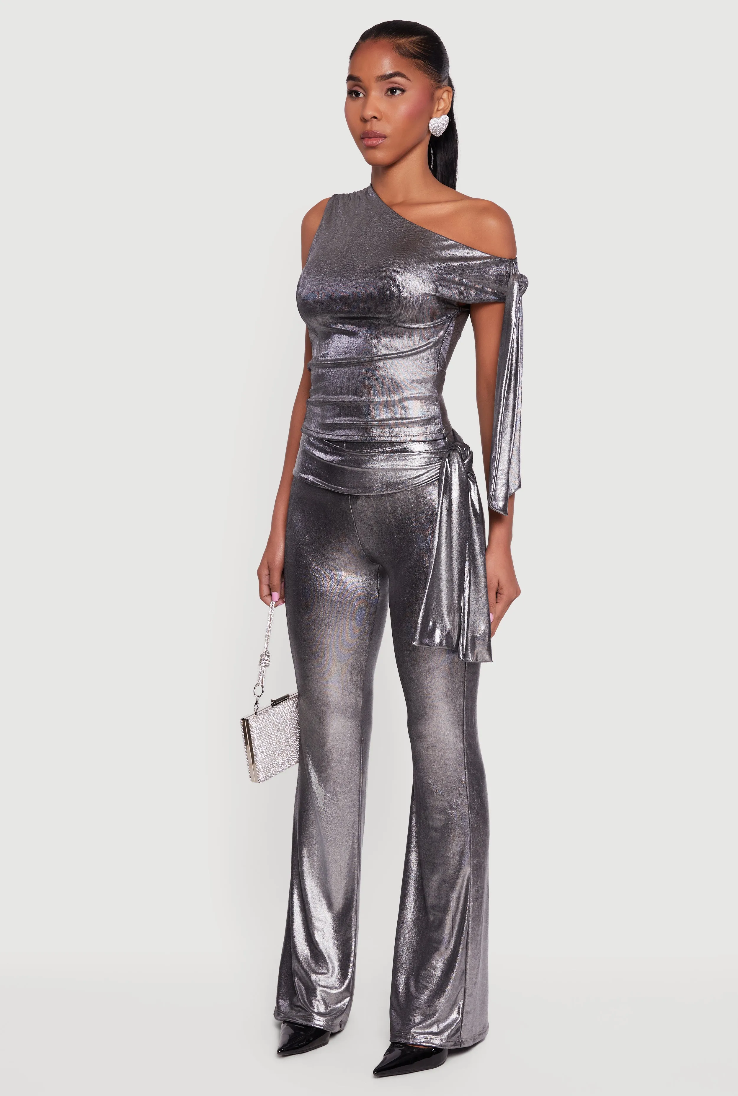 Metallic Knot Strap One Shoulder Top sold by Rainbow product image thumbnail 5