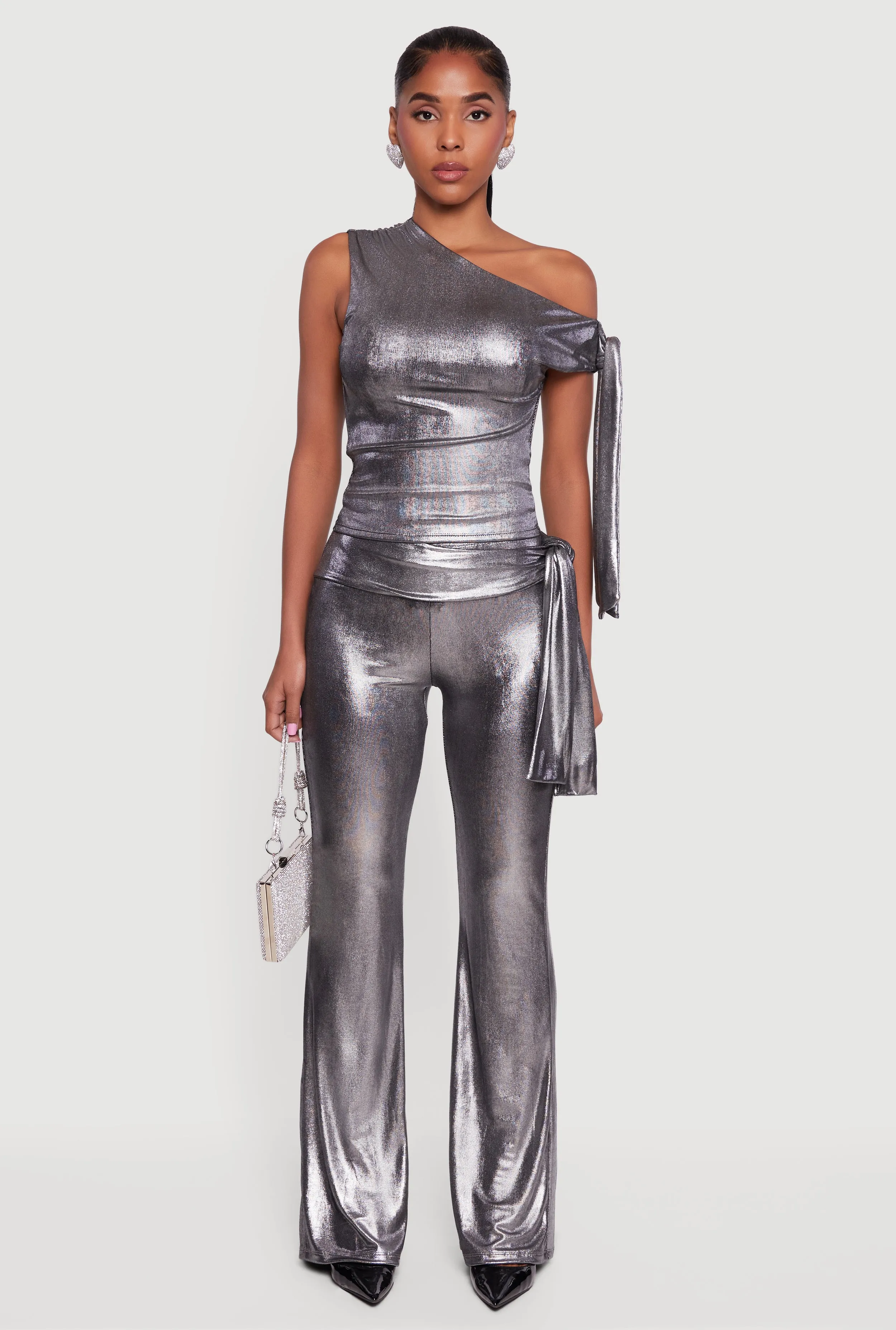 Metallic Knot Strap One Shoulder Top sold by Rainbow product image thumbnail 3