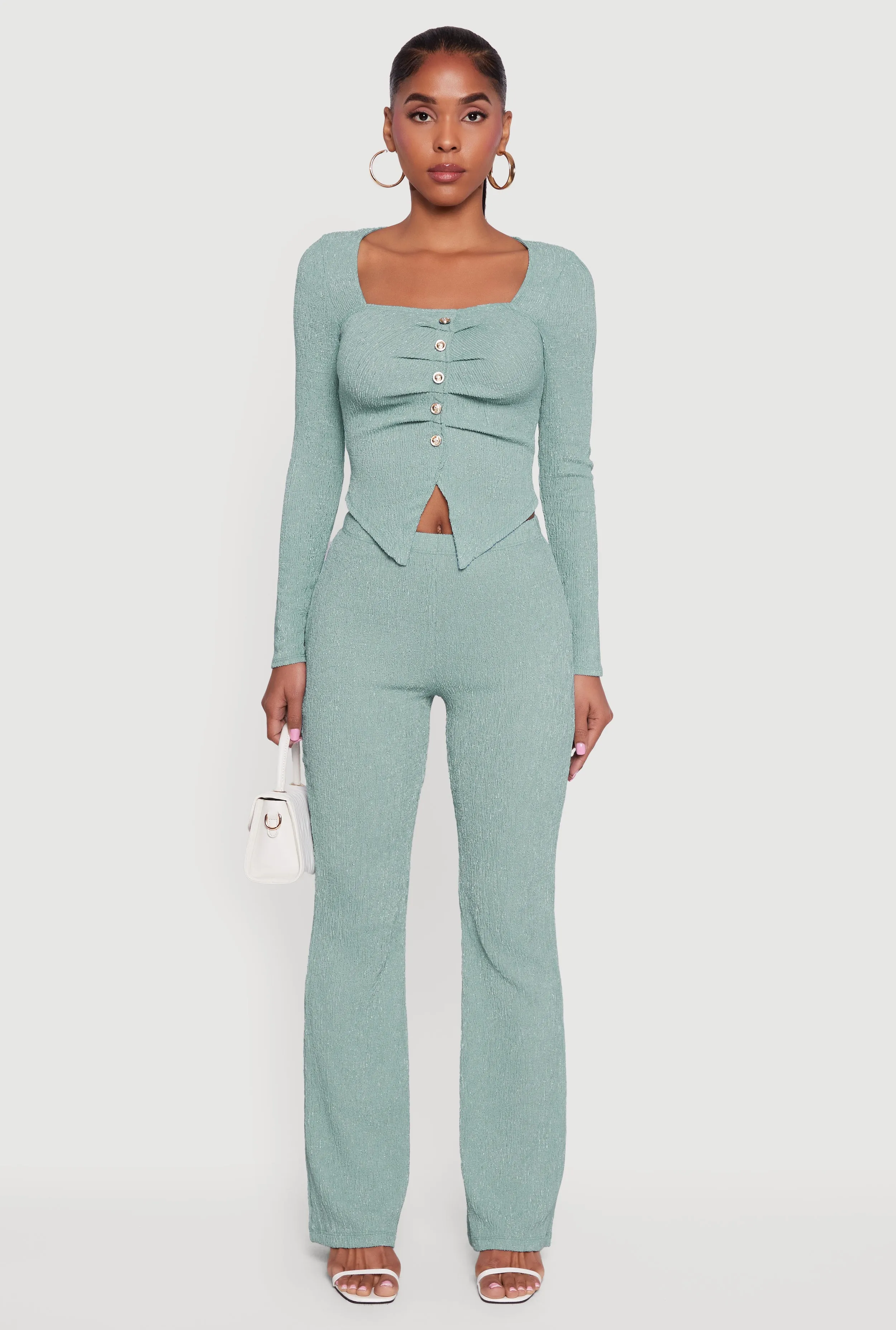 Textured Knit High Waisted Slim Bootcut Pants sold by Rainbow product image thumbnail 2