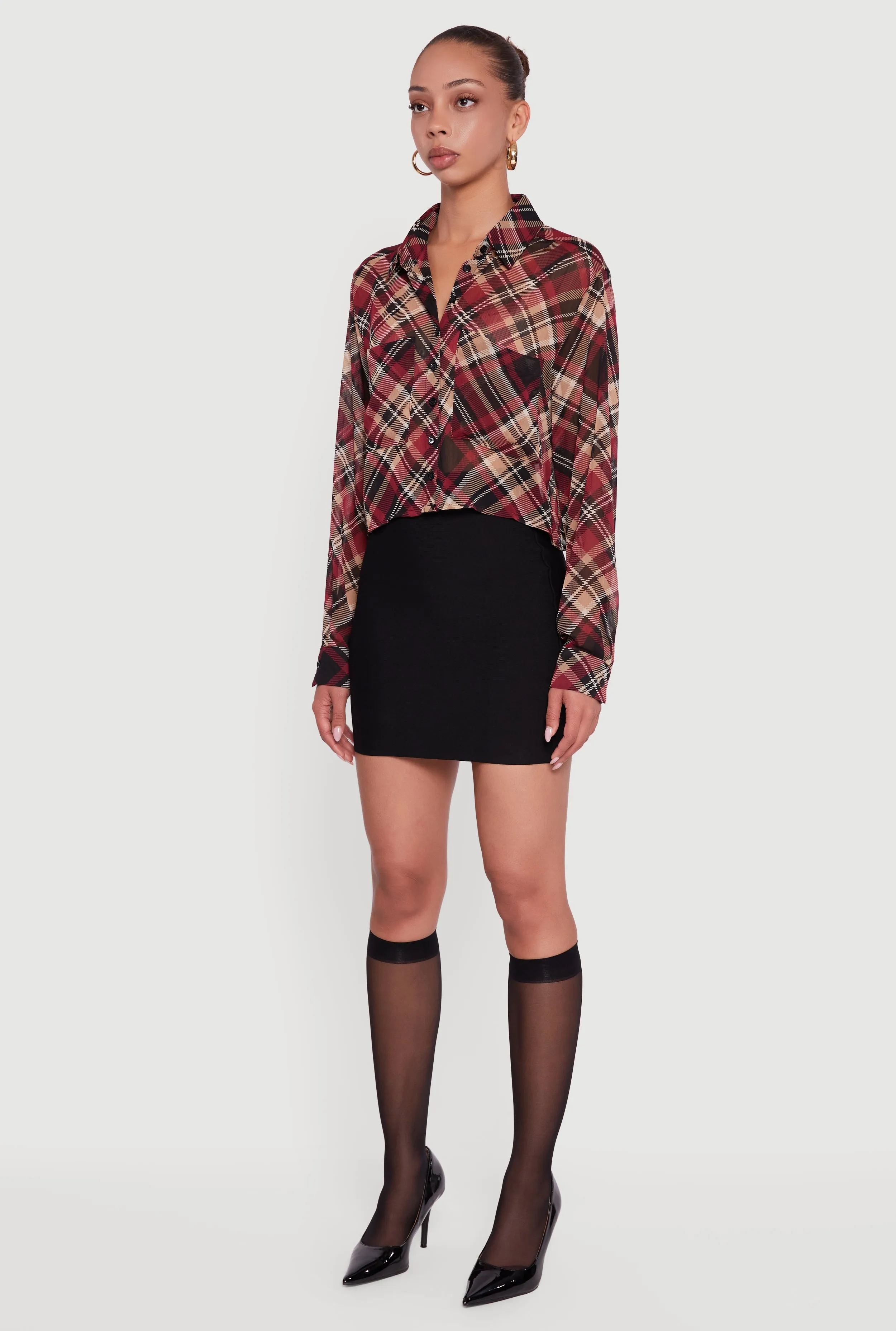 Long Sleeve Plaid Button Front Shirt sold by Rainbow product image thumbnail 5