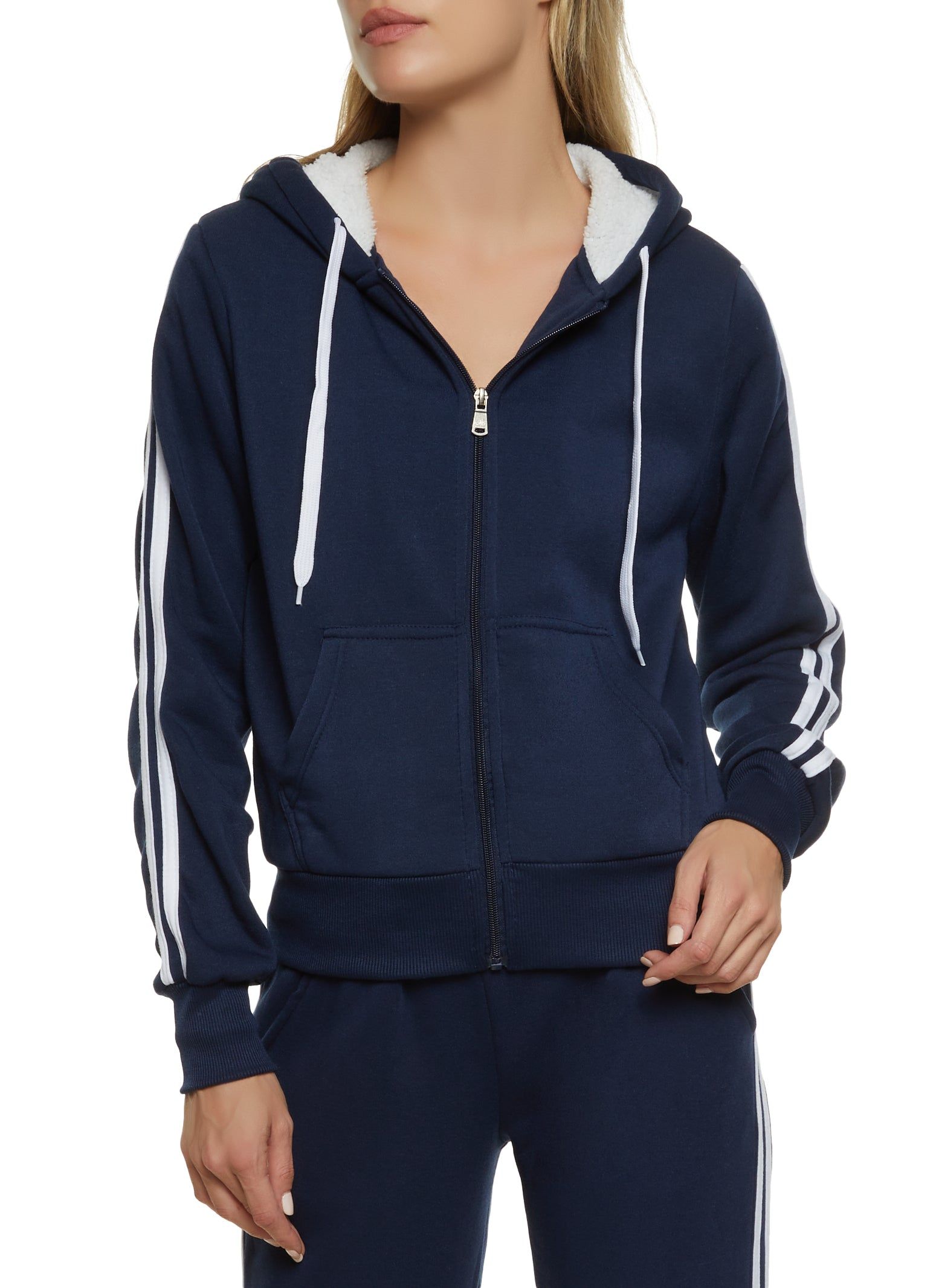 Varsity Stripe Zip Front Hoodie sold by Rainbow