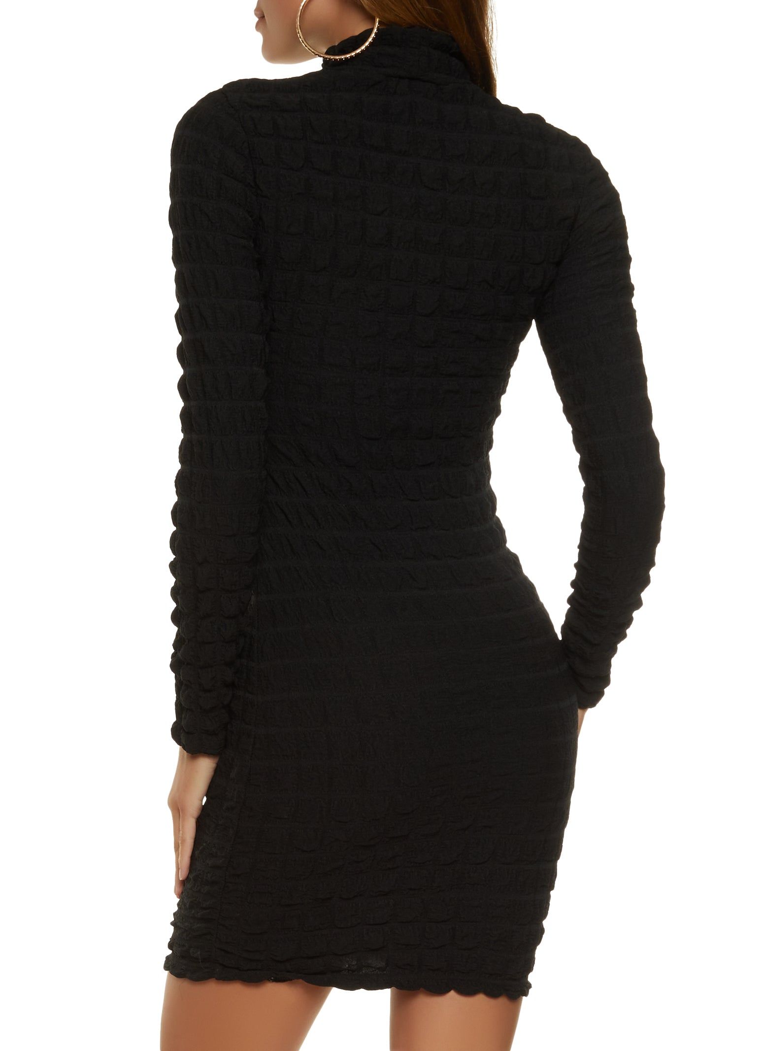 Bubble Knit Mock Neck Bodycon Dress sold by Rainbow product image thumbnail 3