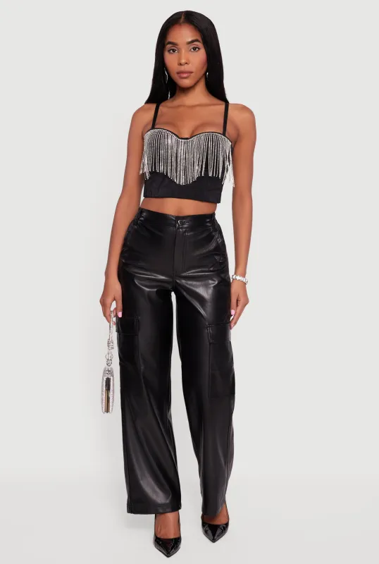 Rhinestone Trim Bustier Crop Top sold by Rainbow