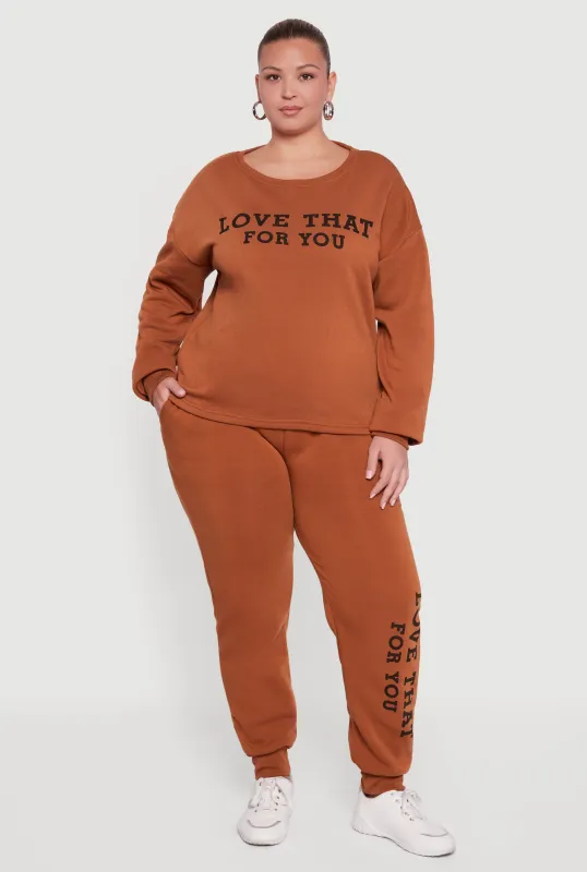 Plus Size Love That For You Fleece Joggers sold by Rainbow