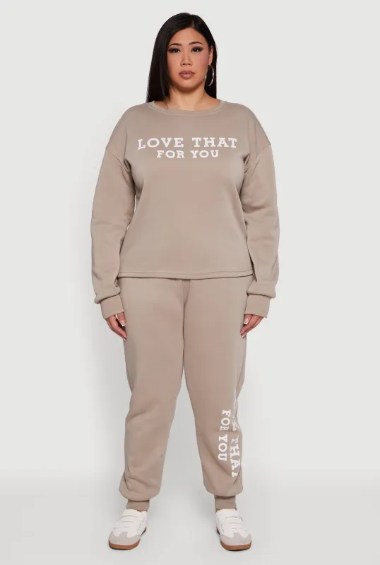 Plus Size Love That For You Fleece Joggers sold by Rainbow