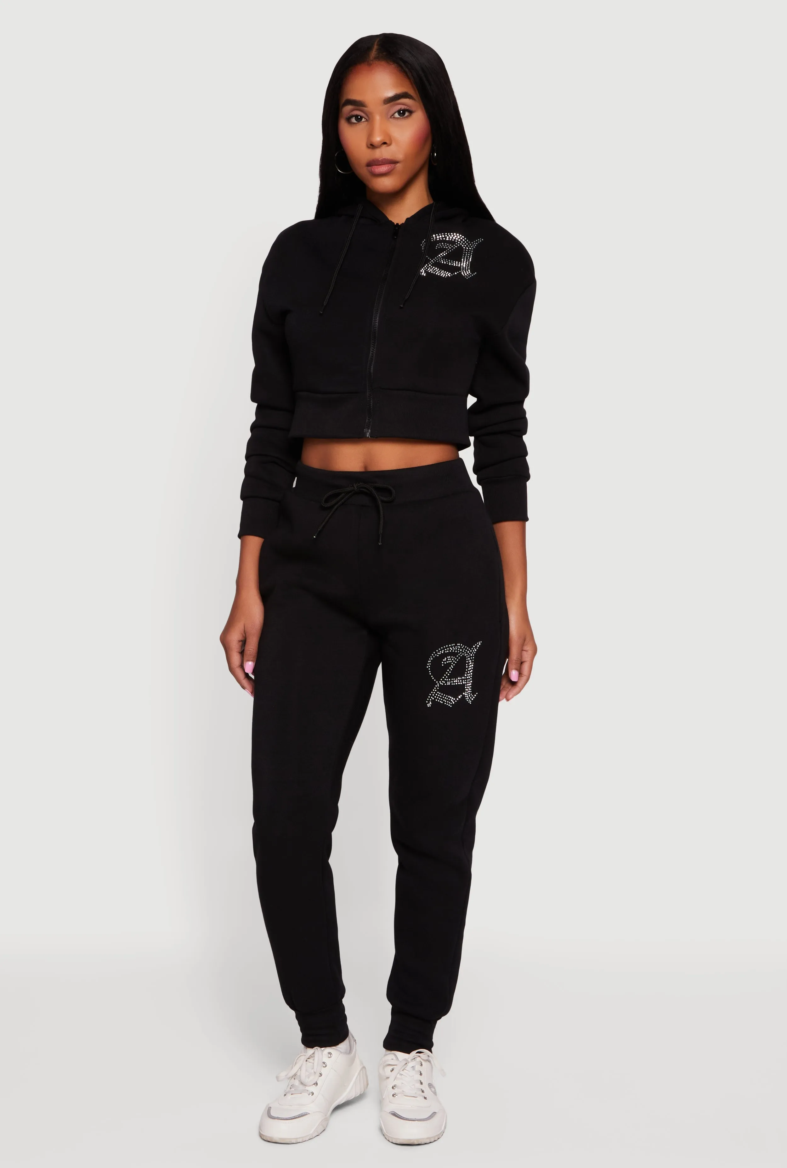 Angel Rhinestone Zip Front Cropped Hoodie sold by Rainbow product image thumbnail 3