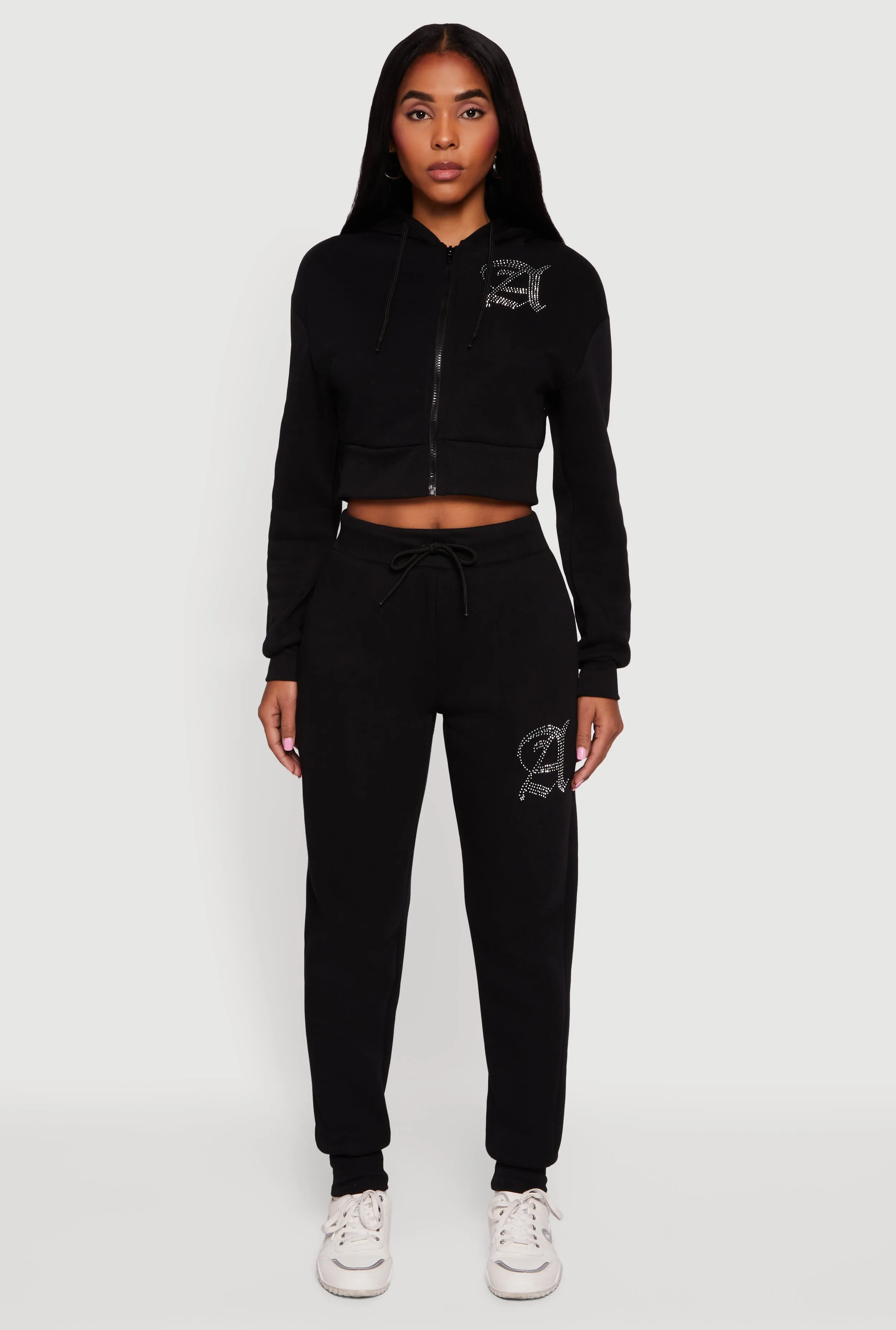 Angel Rhinestone Zip Front Cropped Hoodie sold by Rainbow product image thumbnail 2