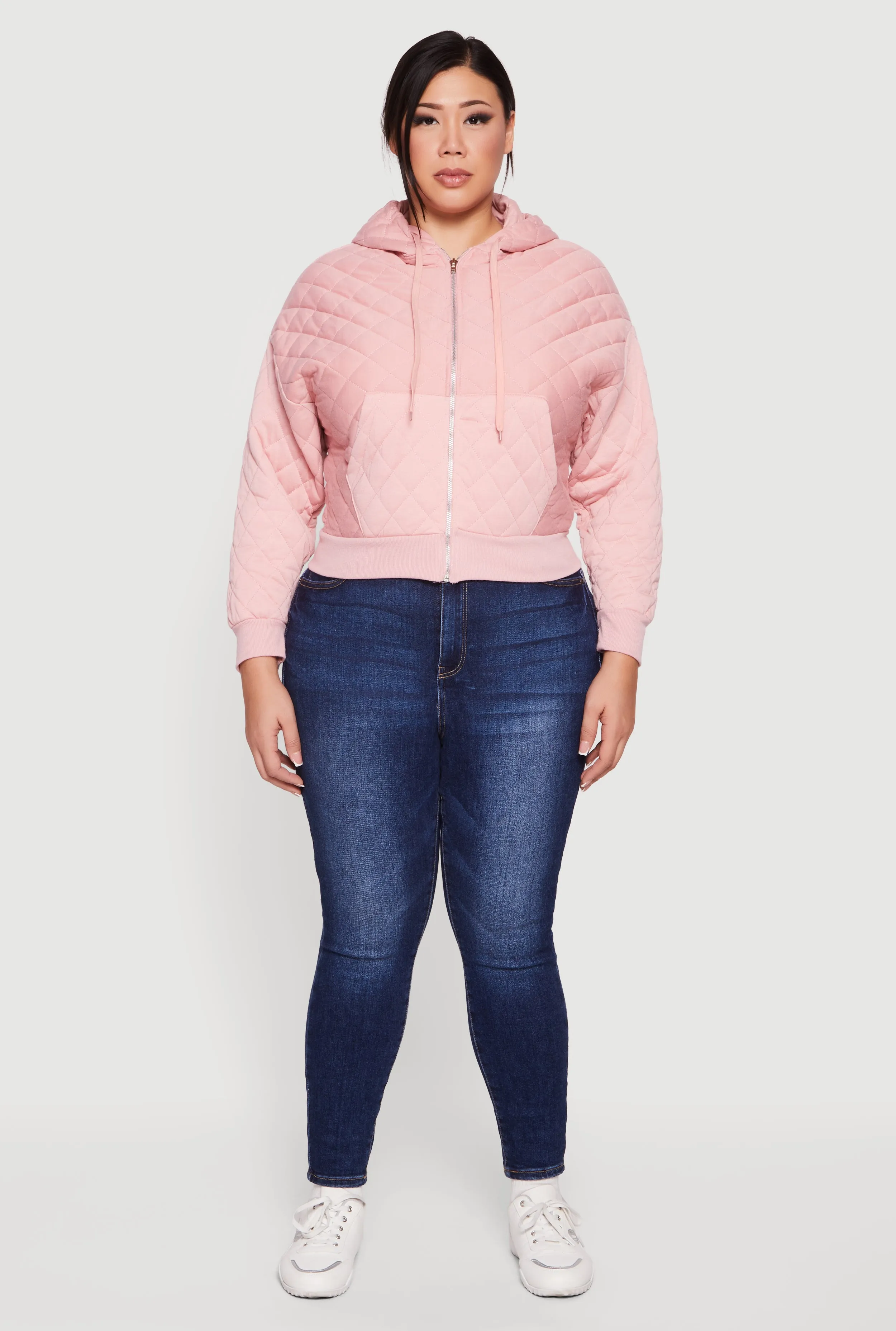 Plus Size Quilted Long Sleeve Hooded Sweatshirt sold by Rainbow product image thumbnail 2