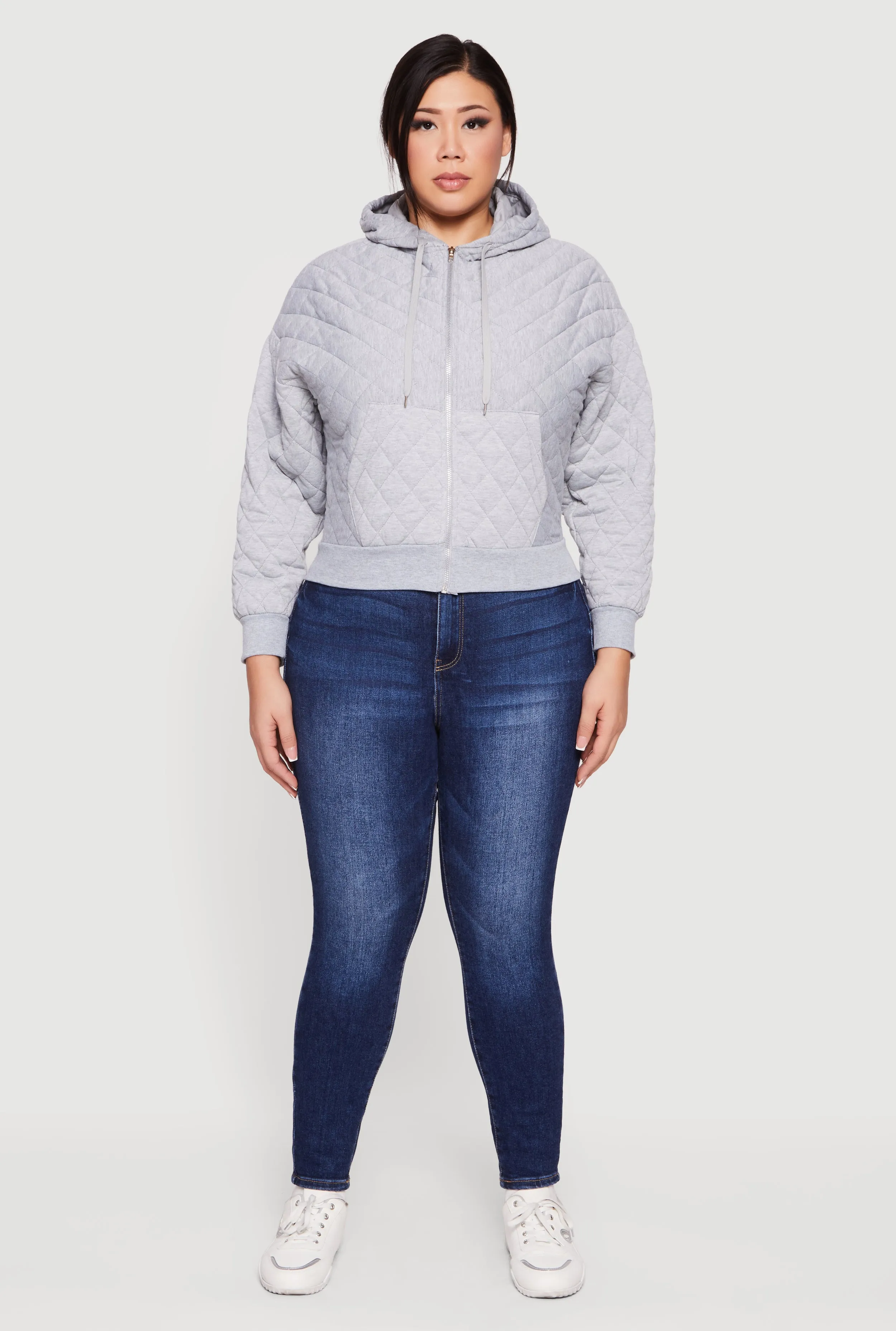 Plus Size Quilted Long Sleeve Hooded Sweatshirt sold by Rainbow product image thumbnail 3