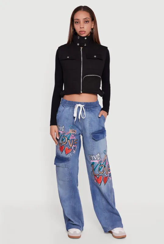 Side Buckle Detail Cropped Mock Neck Vest sold by Rainbow