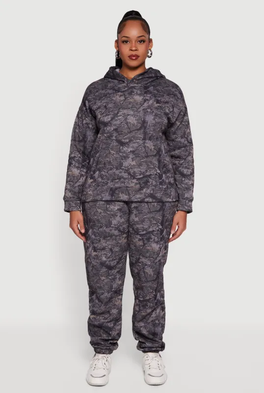 Plus Size High Waisted Hunter Camo Fleece Sweatpants sold by Rainbow