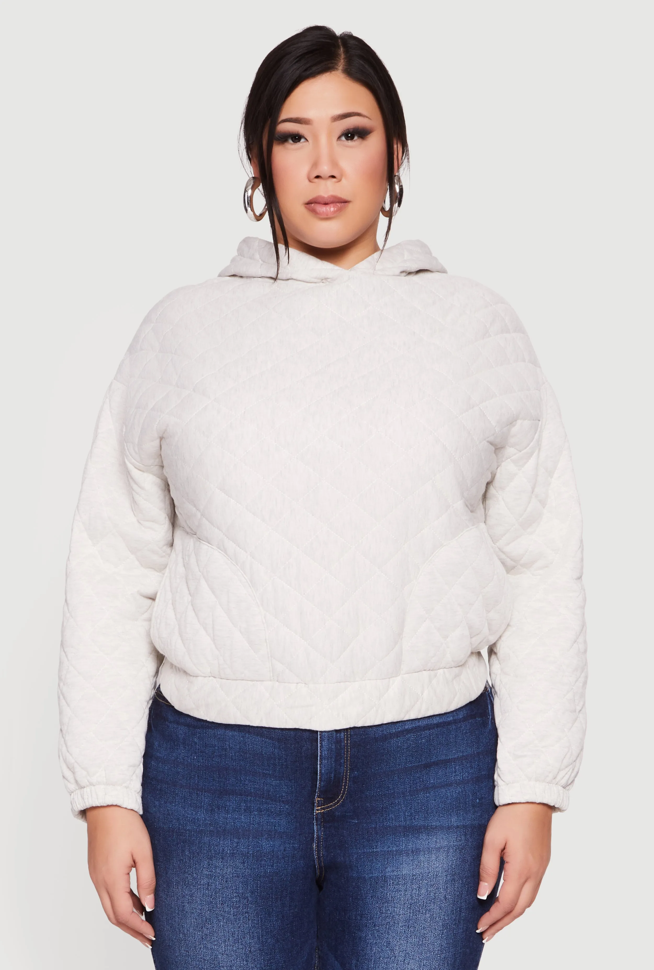 Plus Size Hooded Quilted Sweatshirt sold by Rainbow product image thumbnail 2