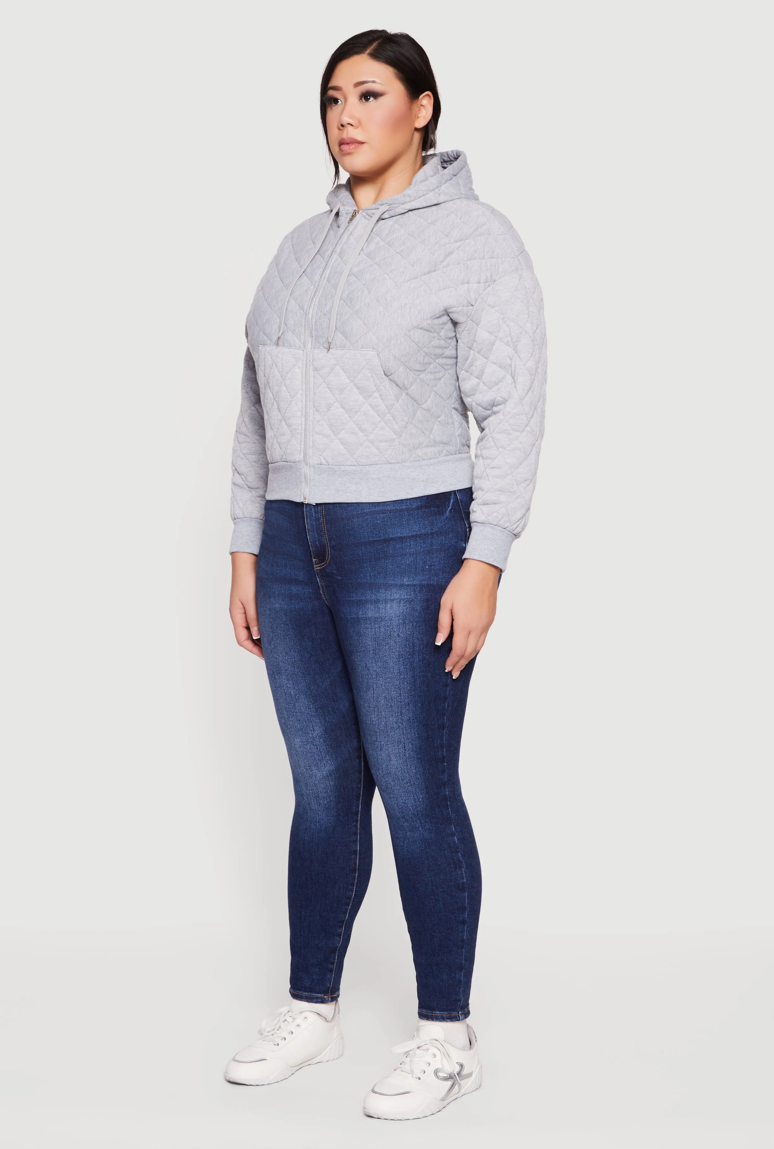 Plus Size Quilted Long Sleeve Hooded Sweatshirt sold by Rainbow product image thumbnail 5