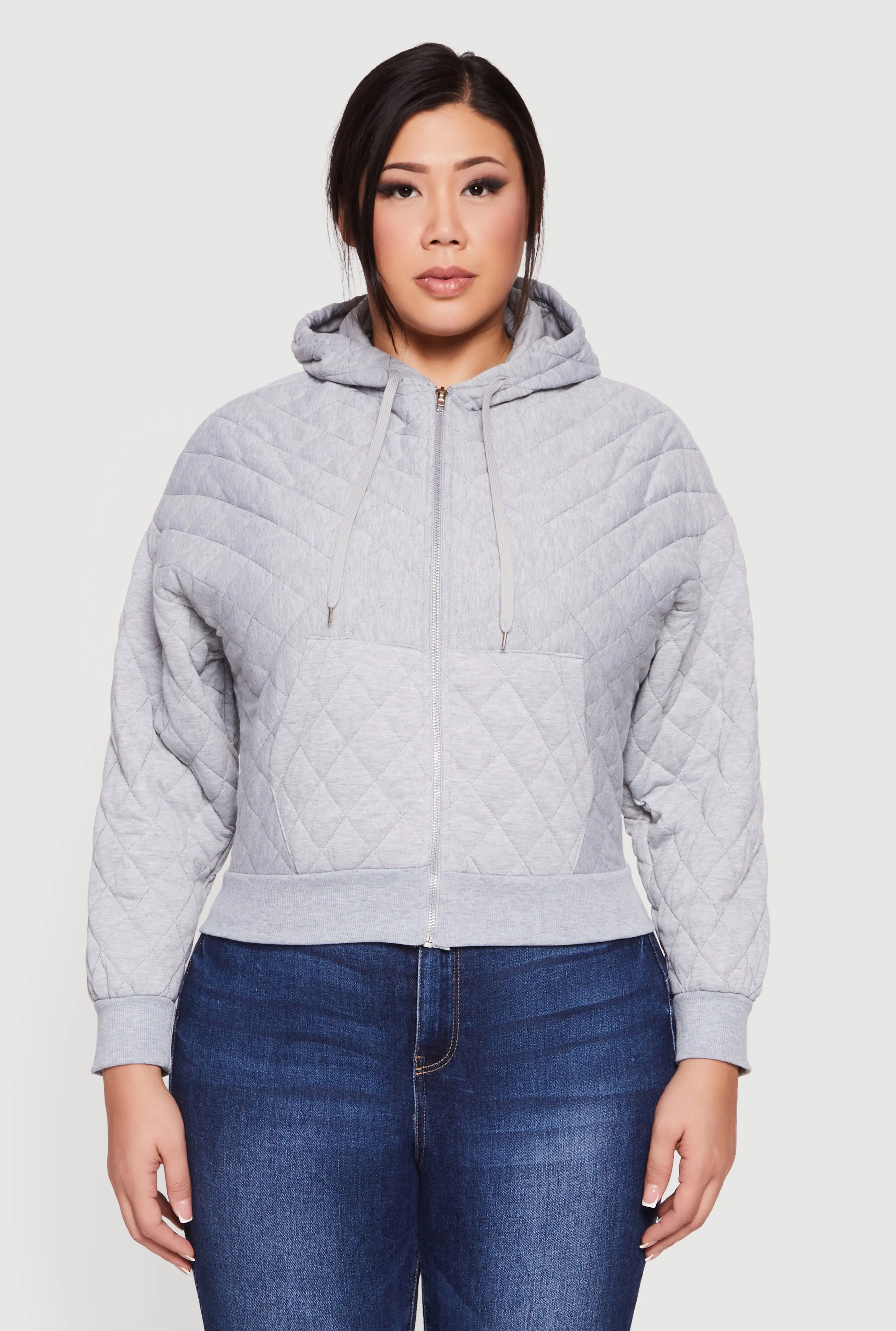 Plus Size Quilted Long Sleeve Hooded Sweatshirt sold by Rainbow product image thumbnail 2