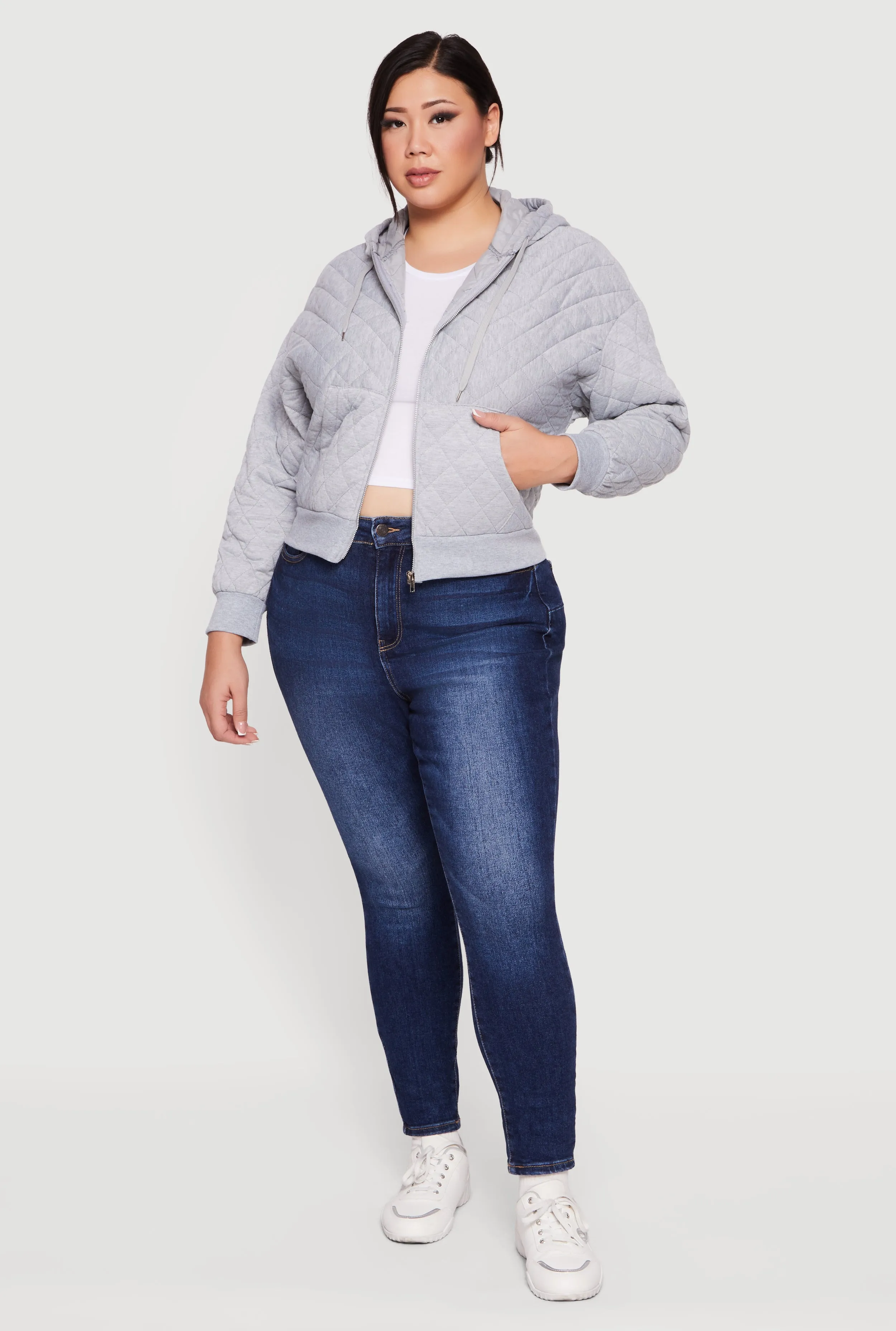 Plus Size Quilted Long Sleeve Hooded Sweatshirt sold by Rainbow product image thumbnail 3