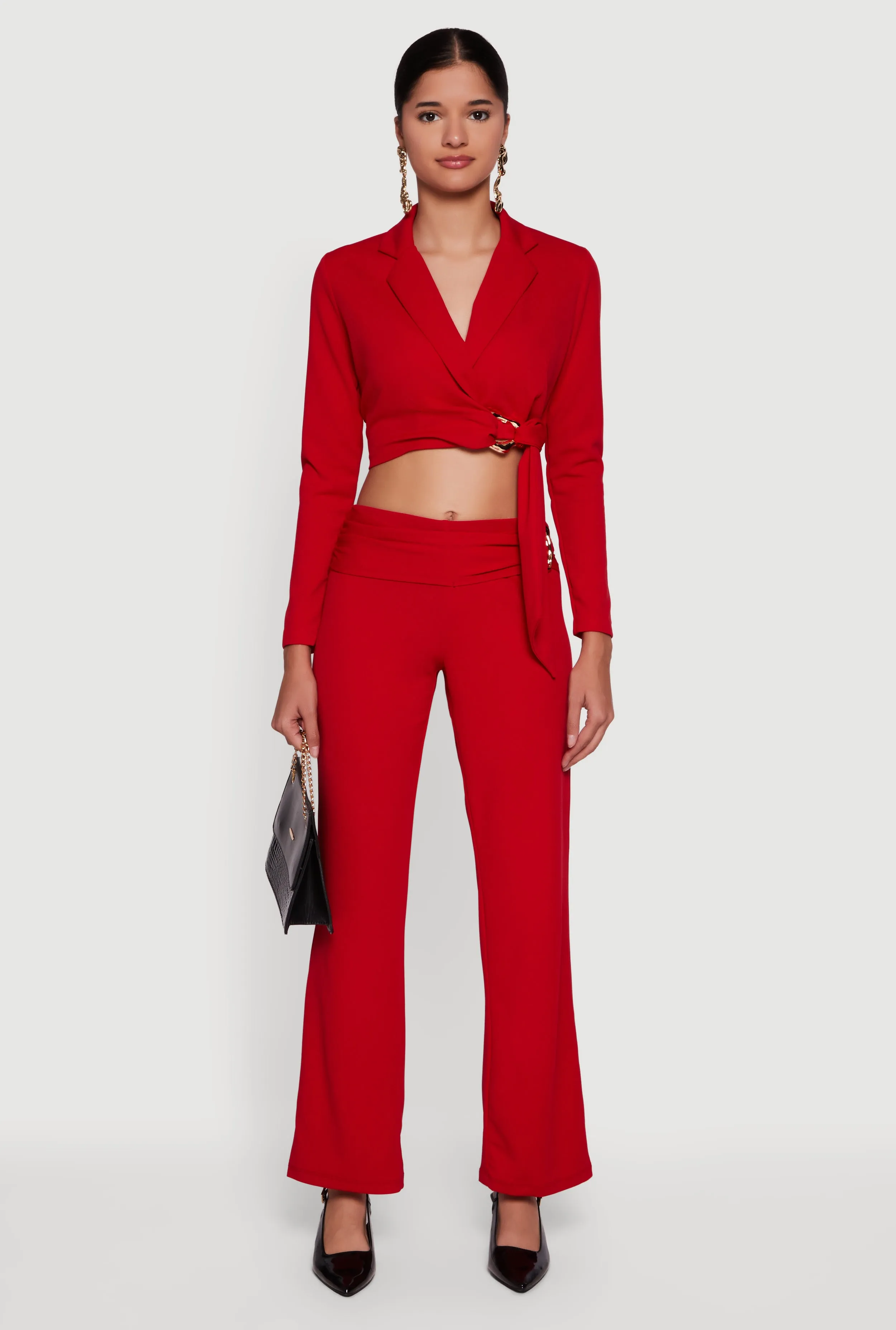 Metallic Detail Side Ruched Crepe Knit Pants sold by Rainbow product image thumbnail 2