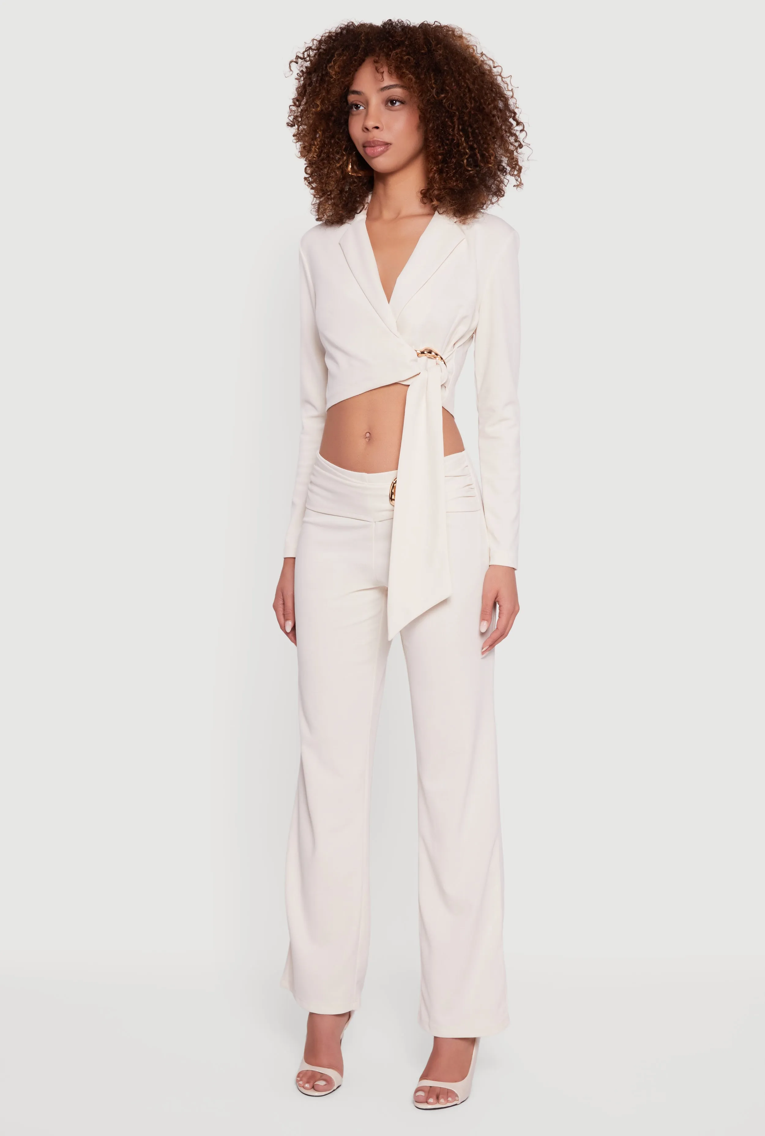 Metallic Knot Front Detail Cropped Blazer sold by Rainbow product image thumbnail 5