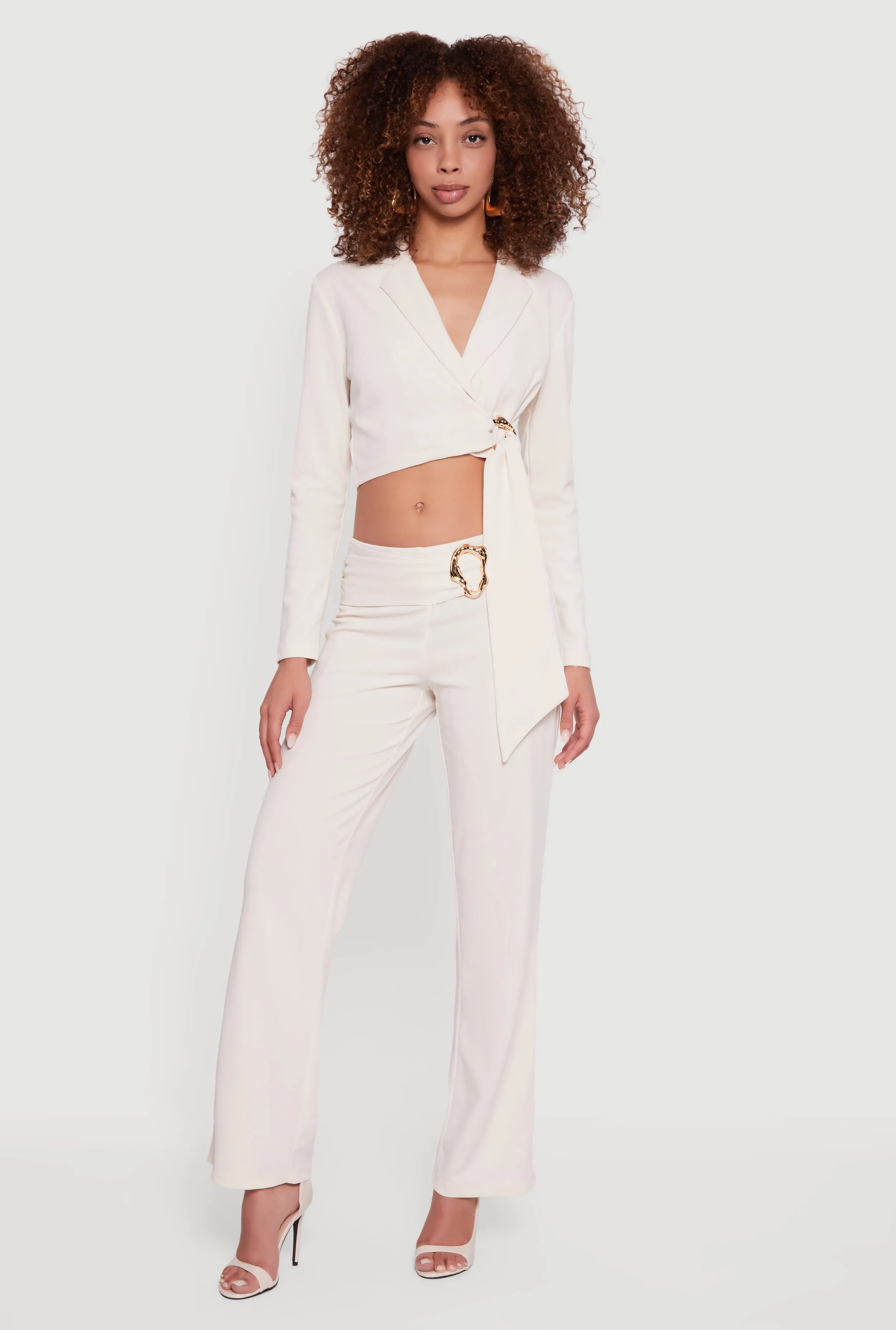 Metallic Knot Front Detail Cropped Blazer sold by Rainbow product image thumbnail 2