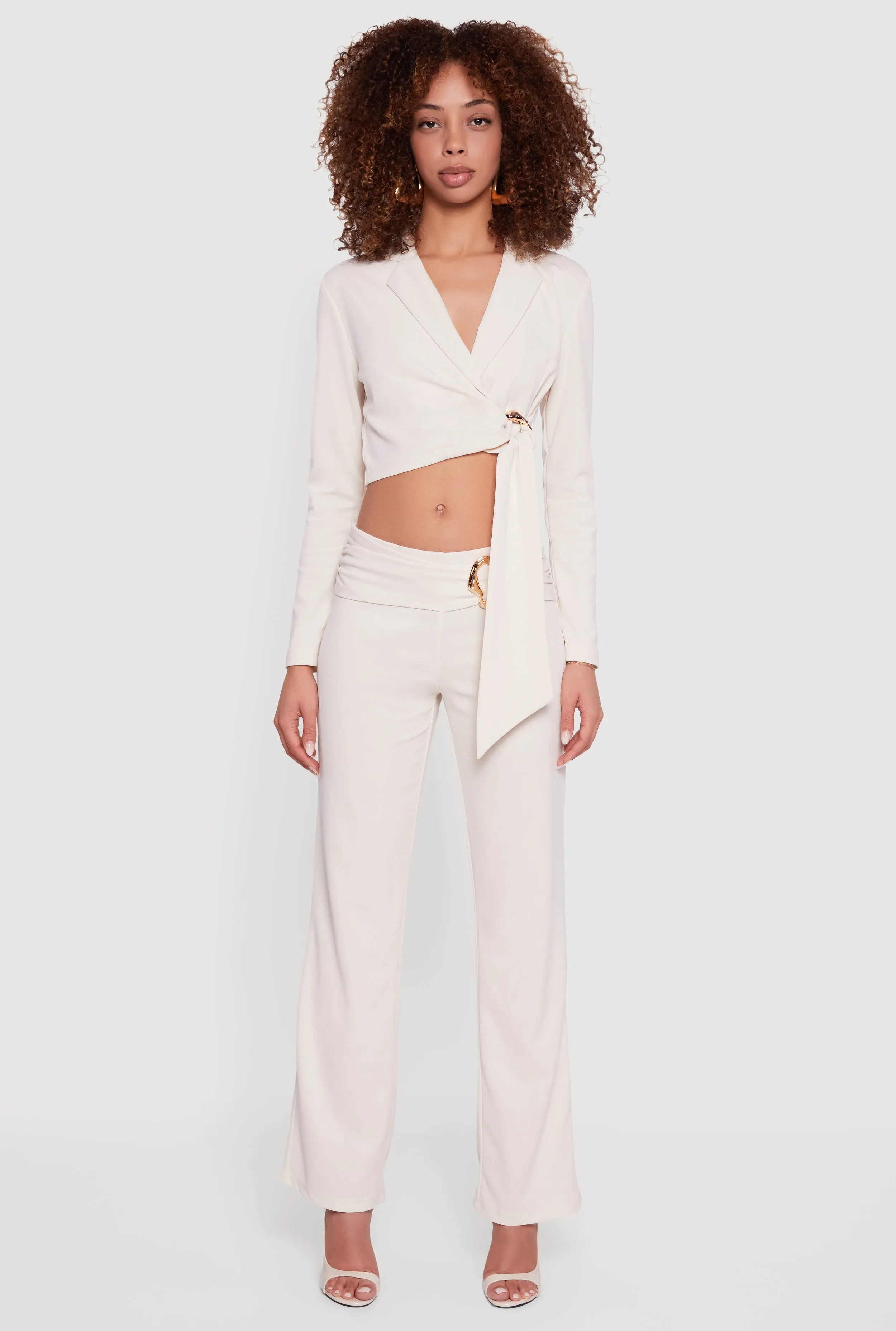 Metallic Knot Front Detail Cropped Blazer sold by Rainbow product image thumbnail 3