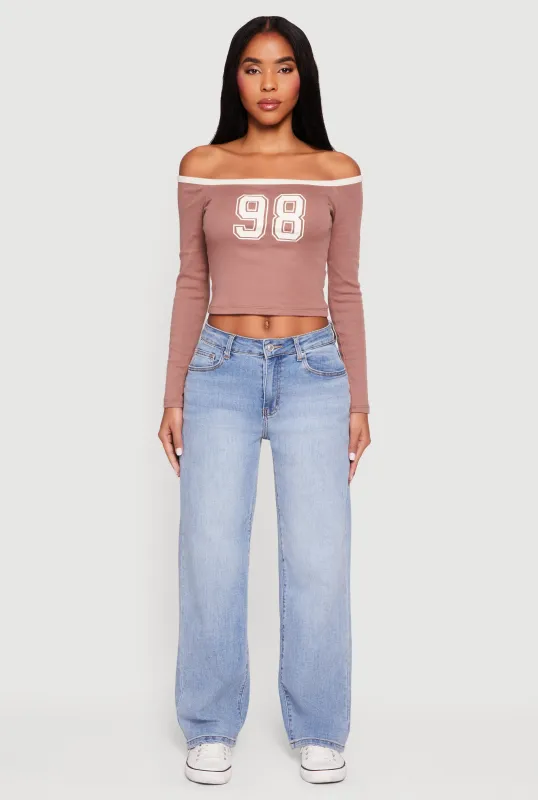 98 Graphic Off the Shoulder Crop Top sold by Rainbow